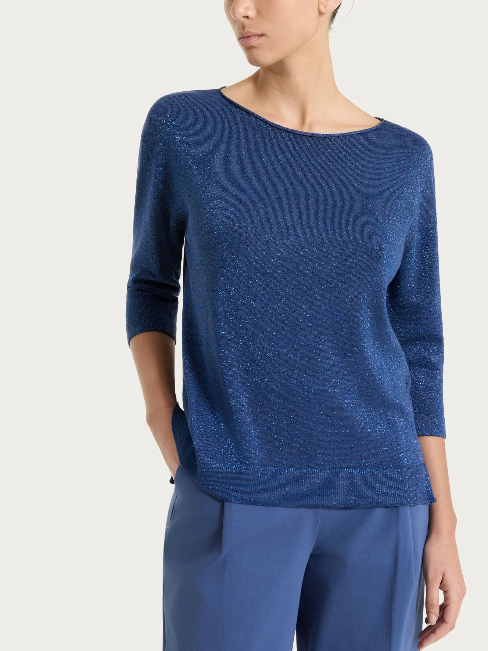 Maglia con scollo a barchetta in Lurex Summertime - Oceana