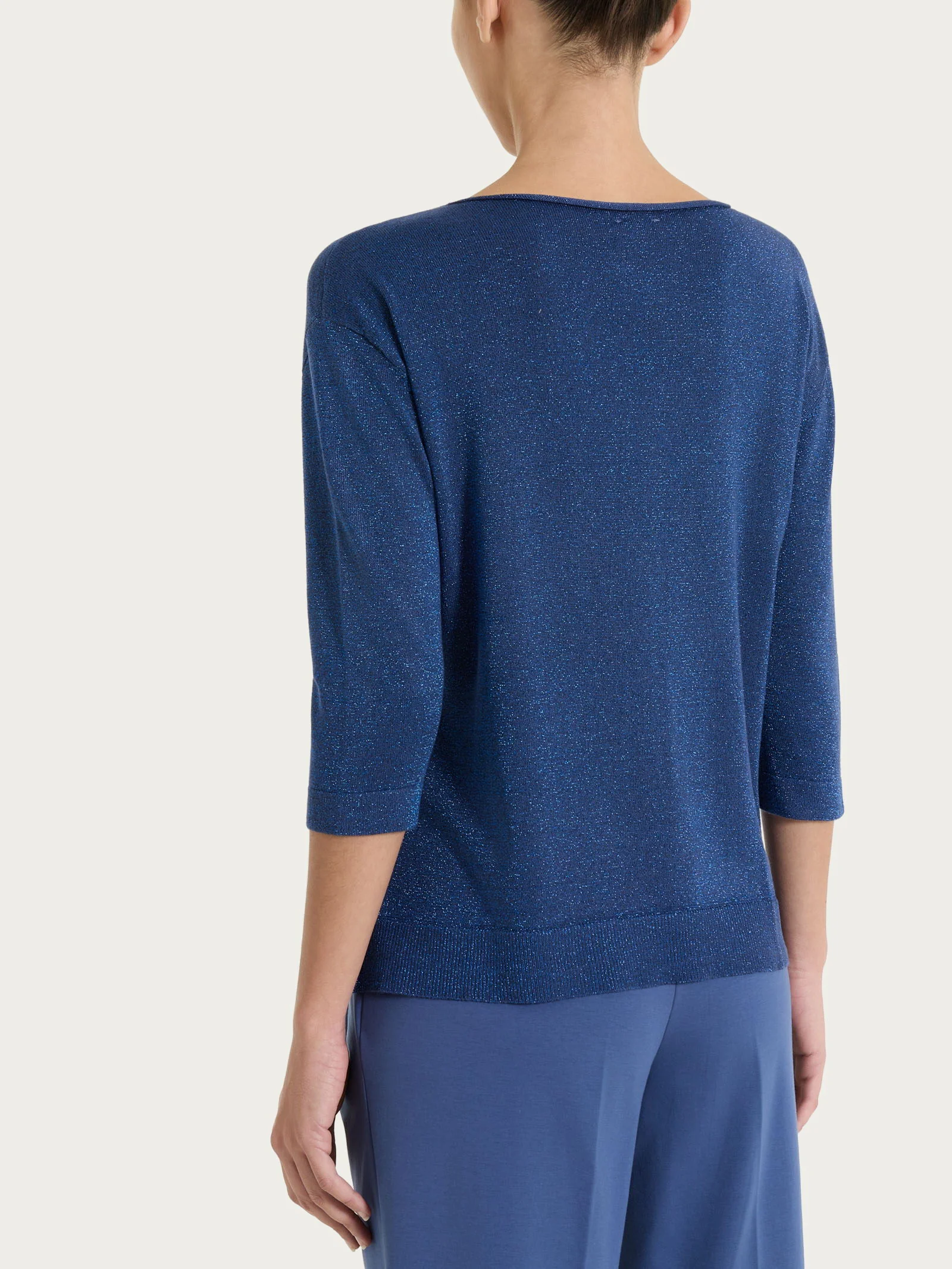 Maglia con scollo a barchetta in Lurex Summertime - Oceana - Image 2