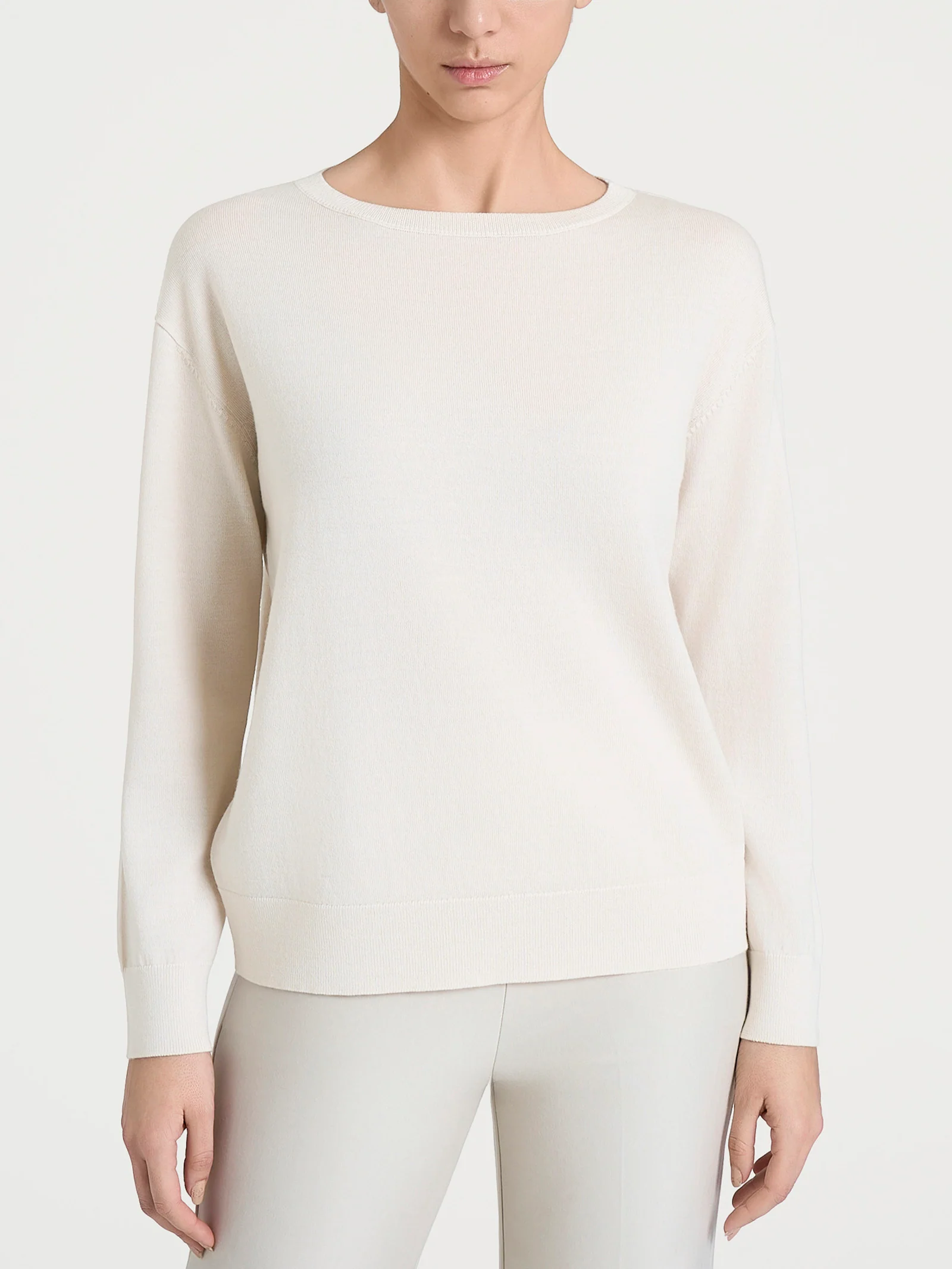 Maglia con scollo a barchetta in Merino Soft - Avorio