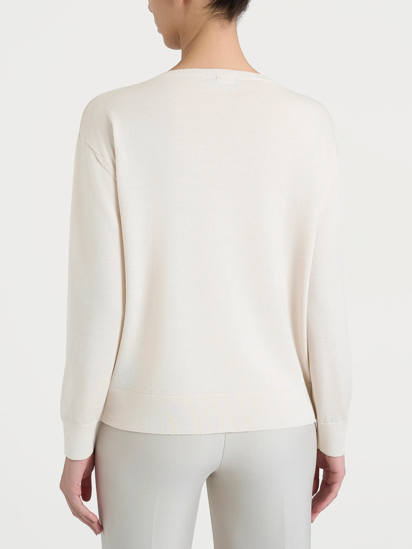 Maglia con scollo a barchetta in Merino Soft - Avorio - Image 2