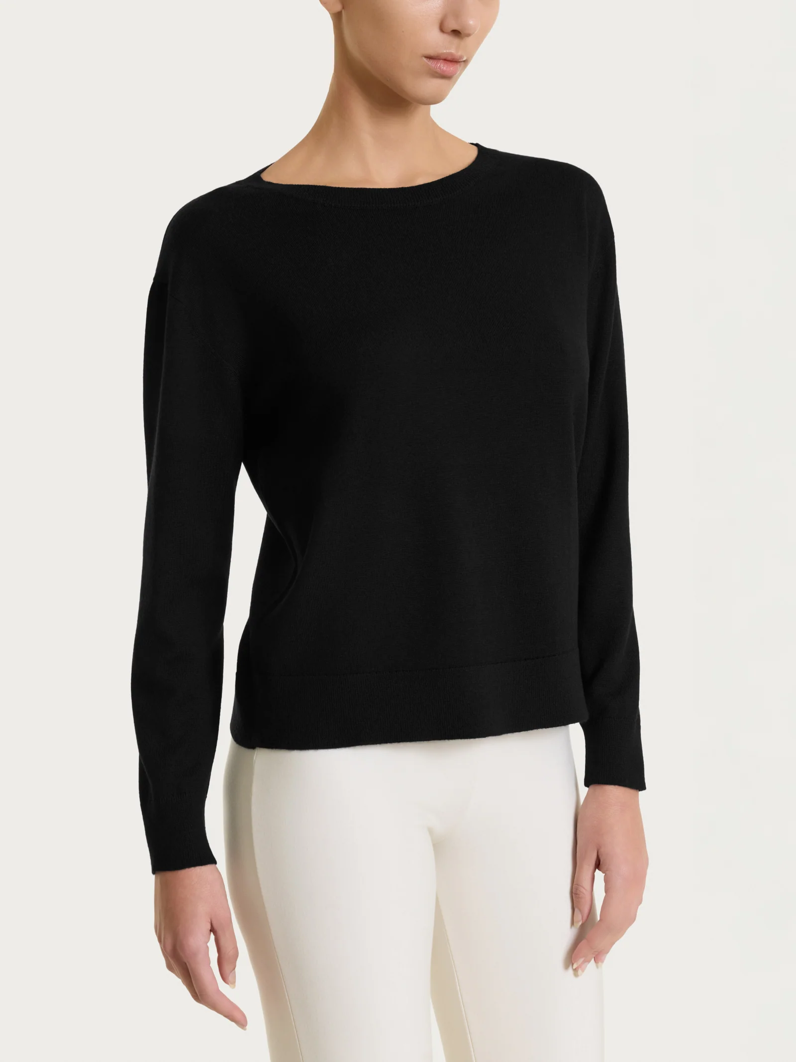 Maglia con scollo a barchetta in Merino Soft - Nero