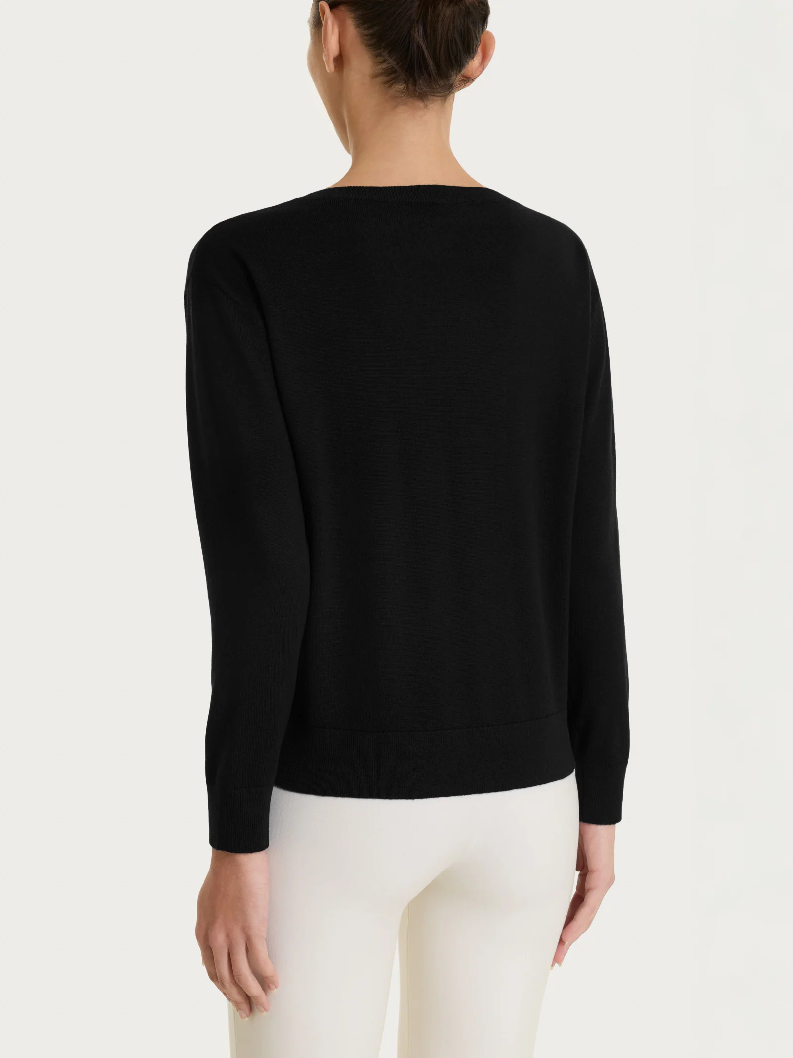 Maglia con scollo a barchetta in Merino Soft - Nero - Image 2