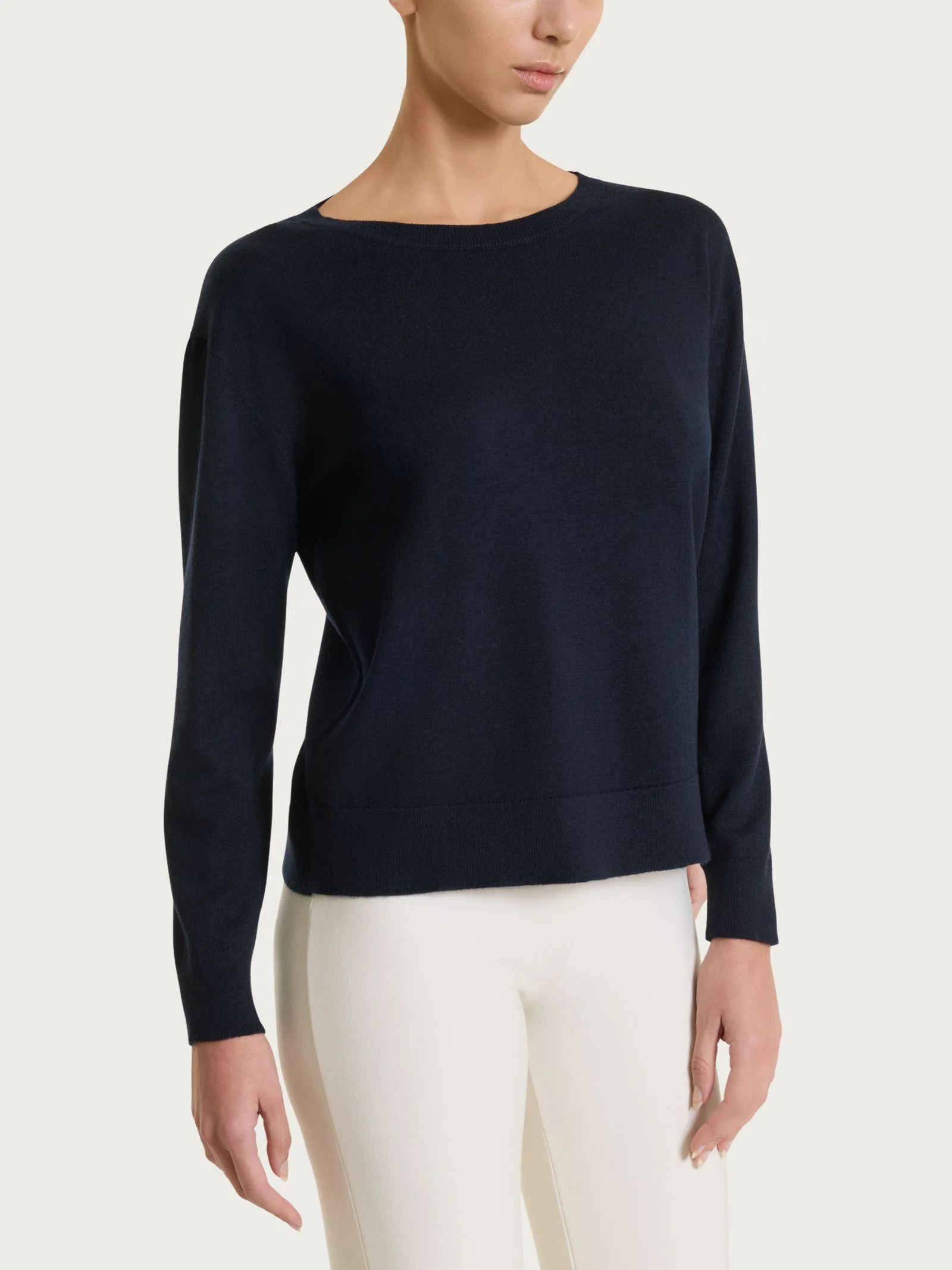 Maglia con scollo a barchetta in Merino Soft - Bleu