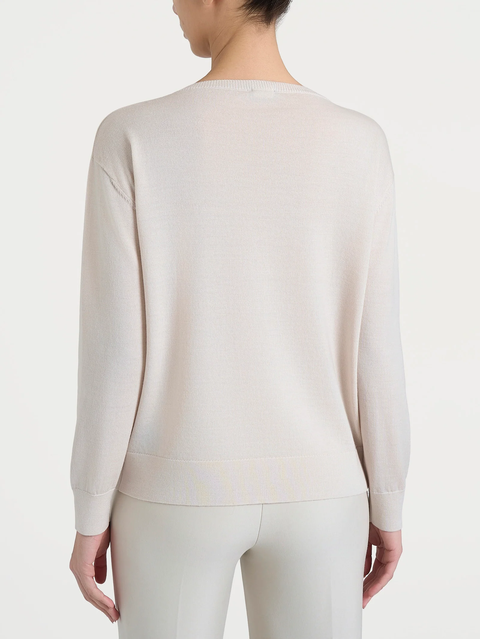 Maglia con scollo a barchetta in Merino Soft - Champignon - Image 2