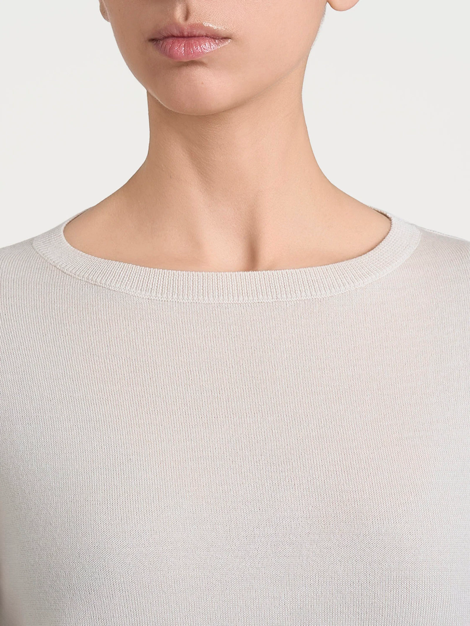 Maglia con scollo a barchetta in Merino Soft - Champignon - Image 3