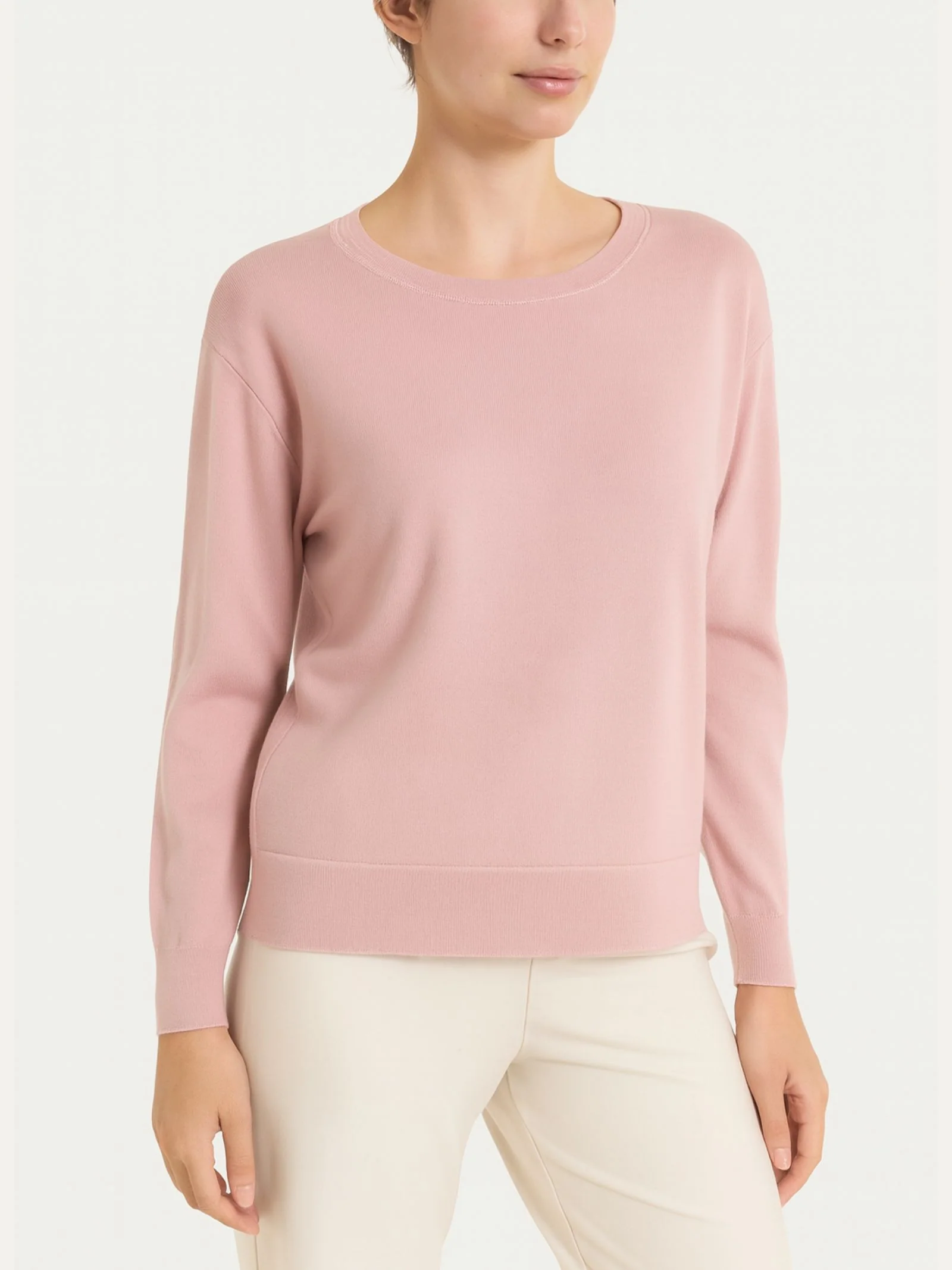 Maglia con scollo a barchetta in Merino Soft - Cameo Rose