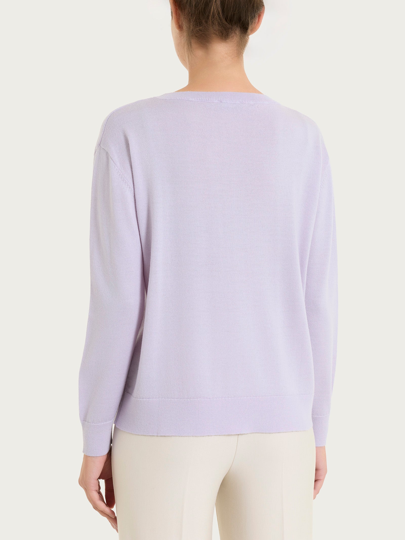 Maglia con scollo a barchetta in Merino Soft - Thistle - Image 2