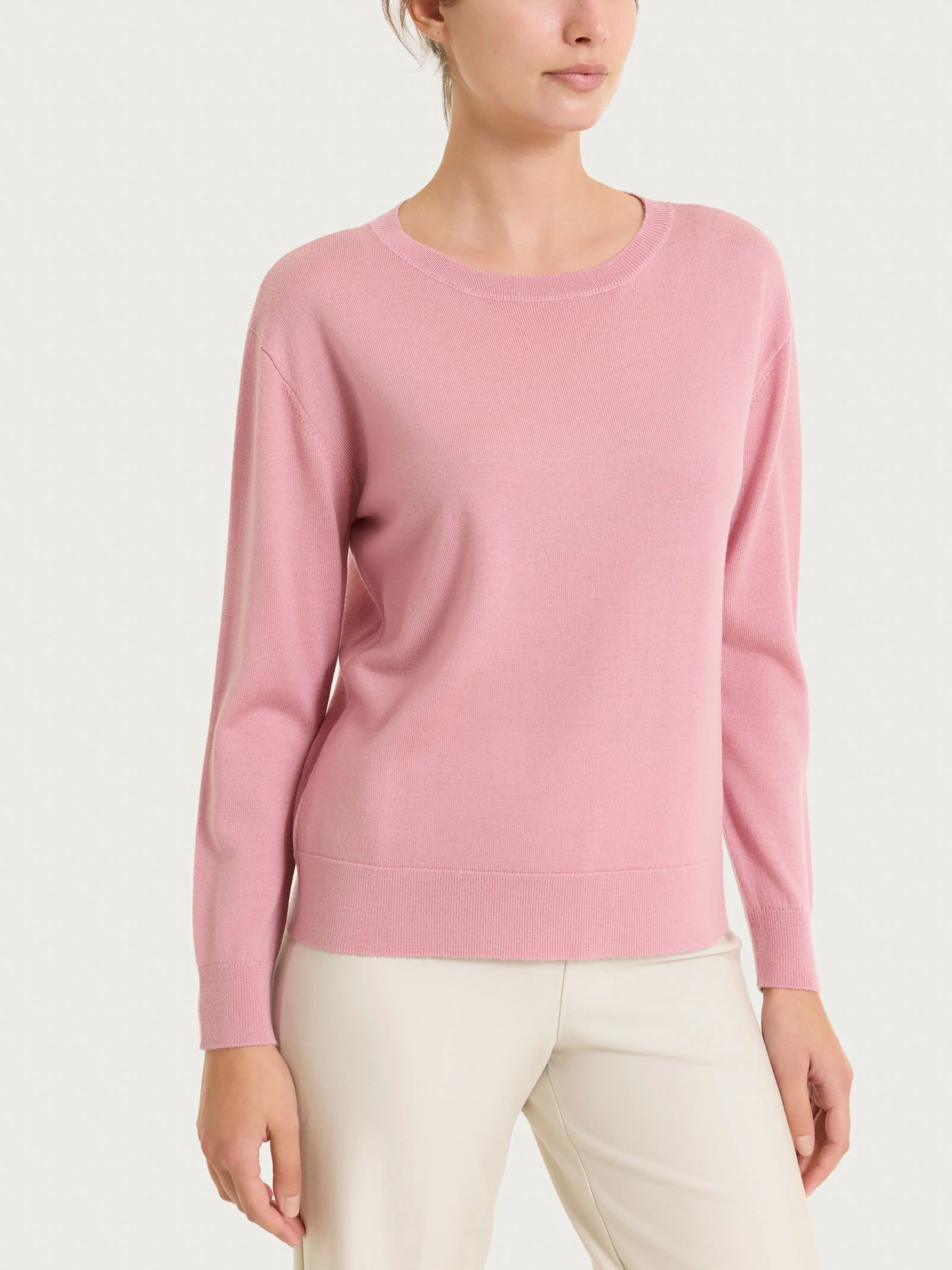 Maglia con scollo a barchetta in Merino Soft - Lilas