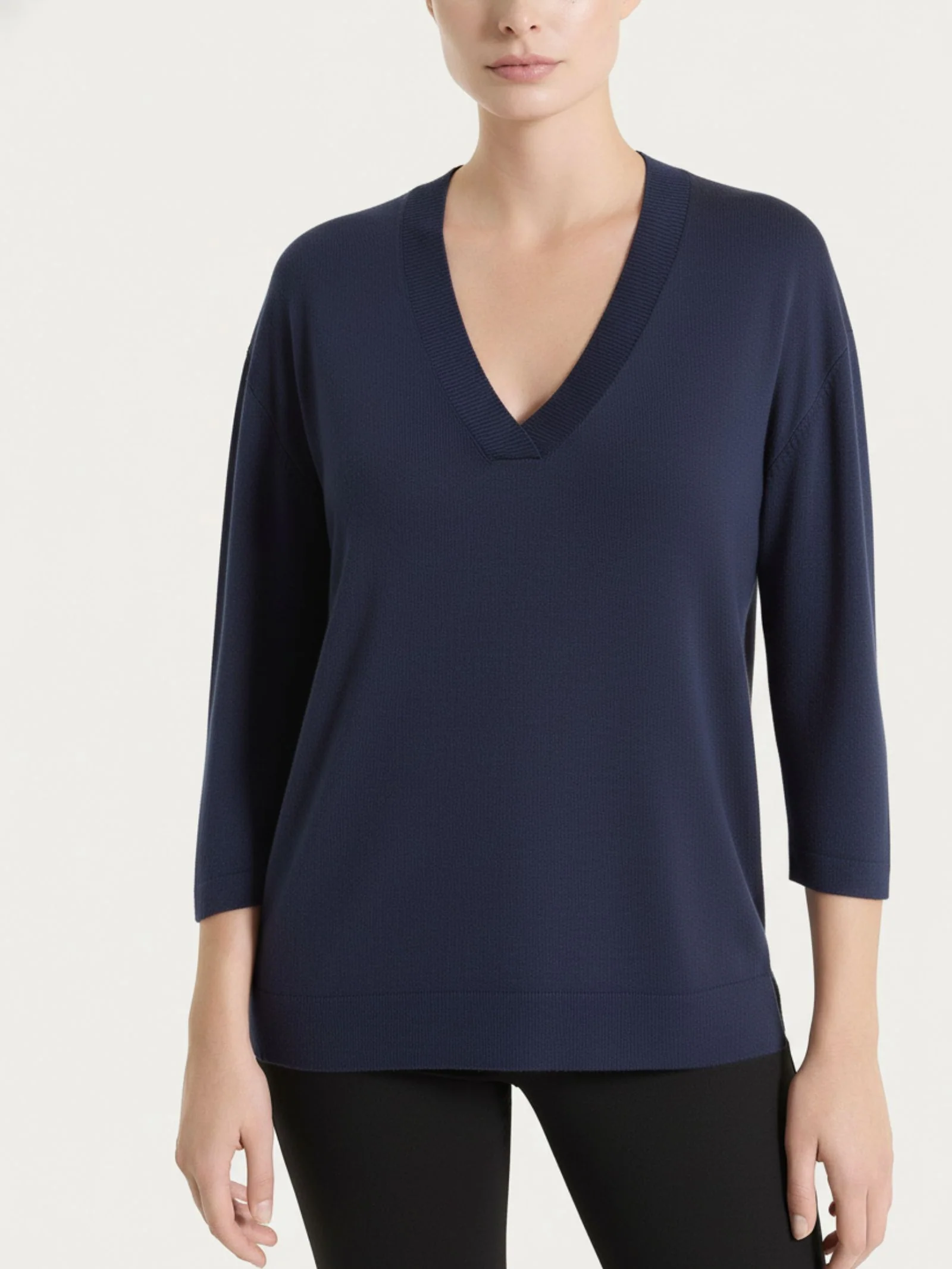 Maglia con scollo a V e con manica 3/4 in Summertime - Bleu