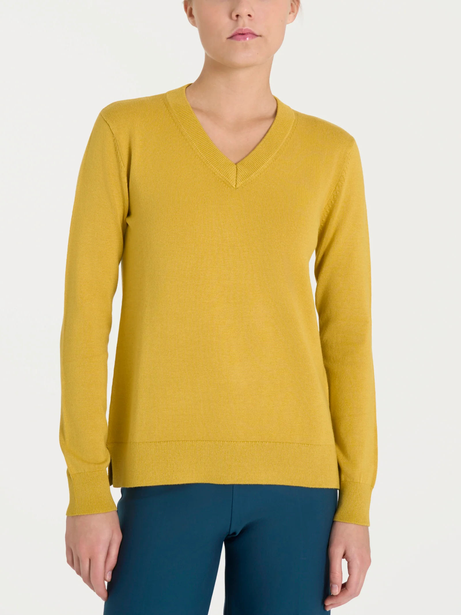 Maglia con scollo a V Four Seasons - Oil Yellow