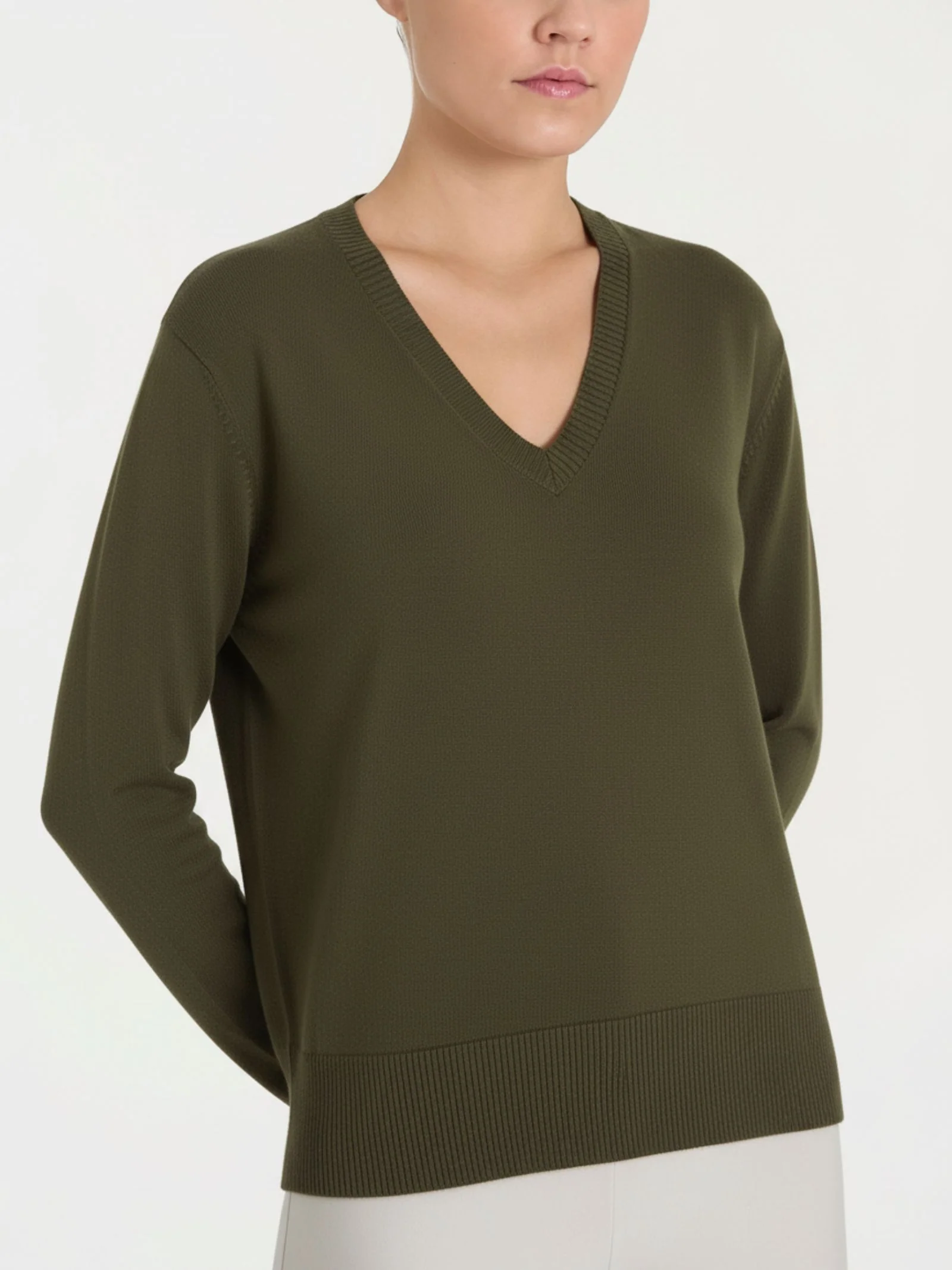 Maglia con scollo a V Four Seasons - Dark Olive