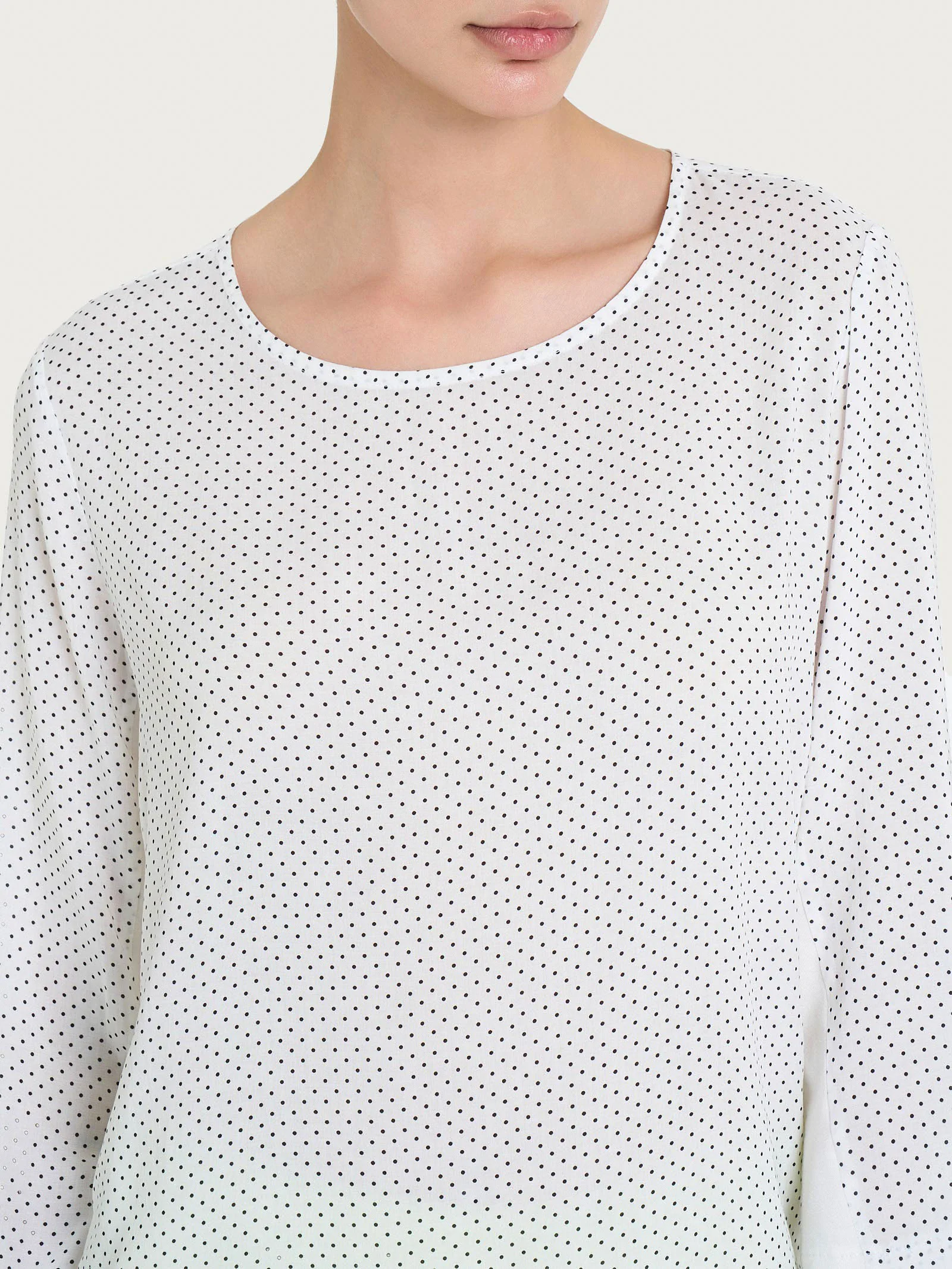 Maglia girocollo con dots in misto viscosa - Fant.Bianco - Image 3