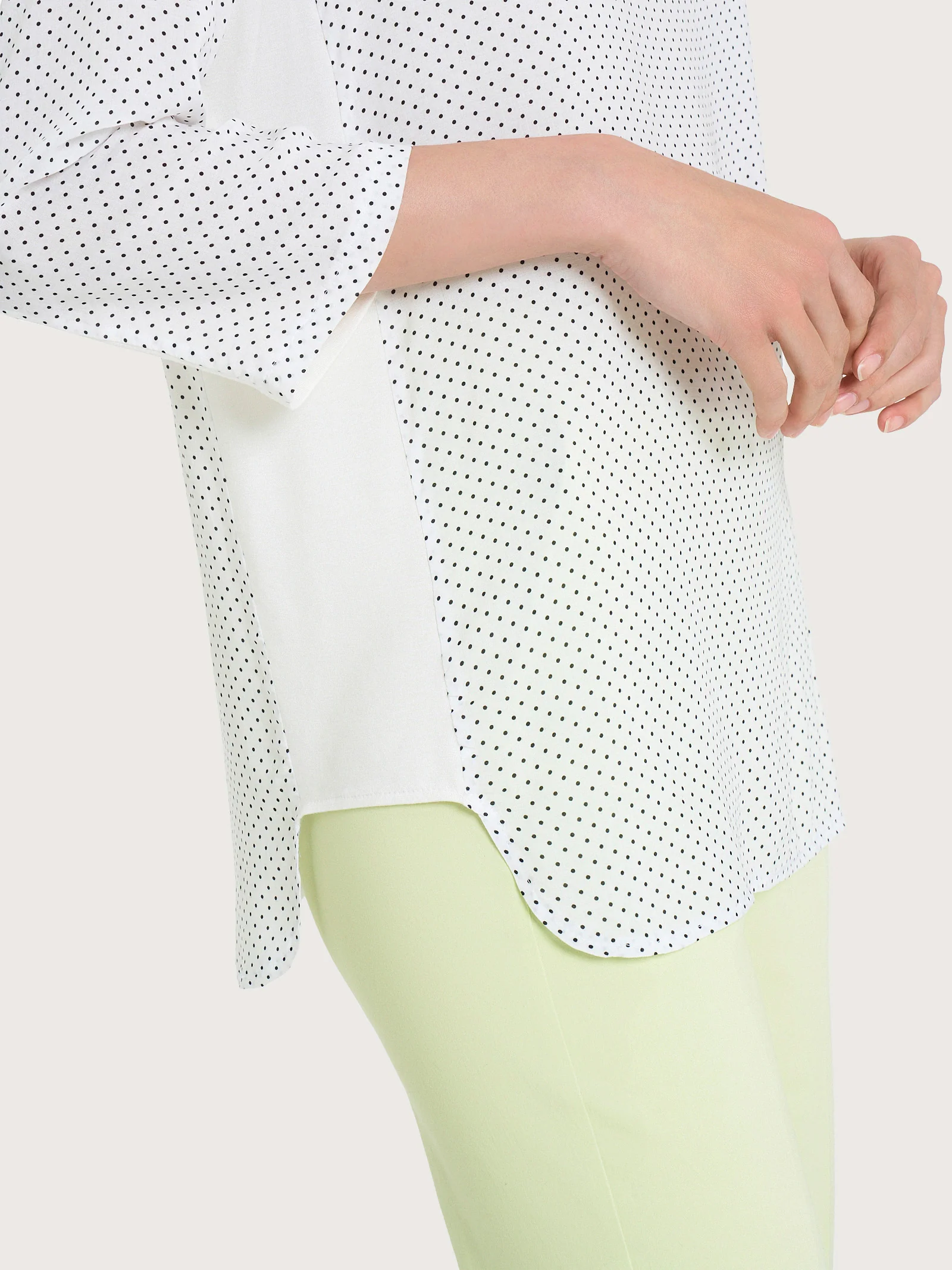 Maglia girocollo con dots in misto viscosa - Fant.Bianco - Image 4