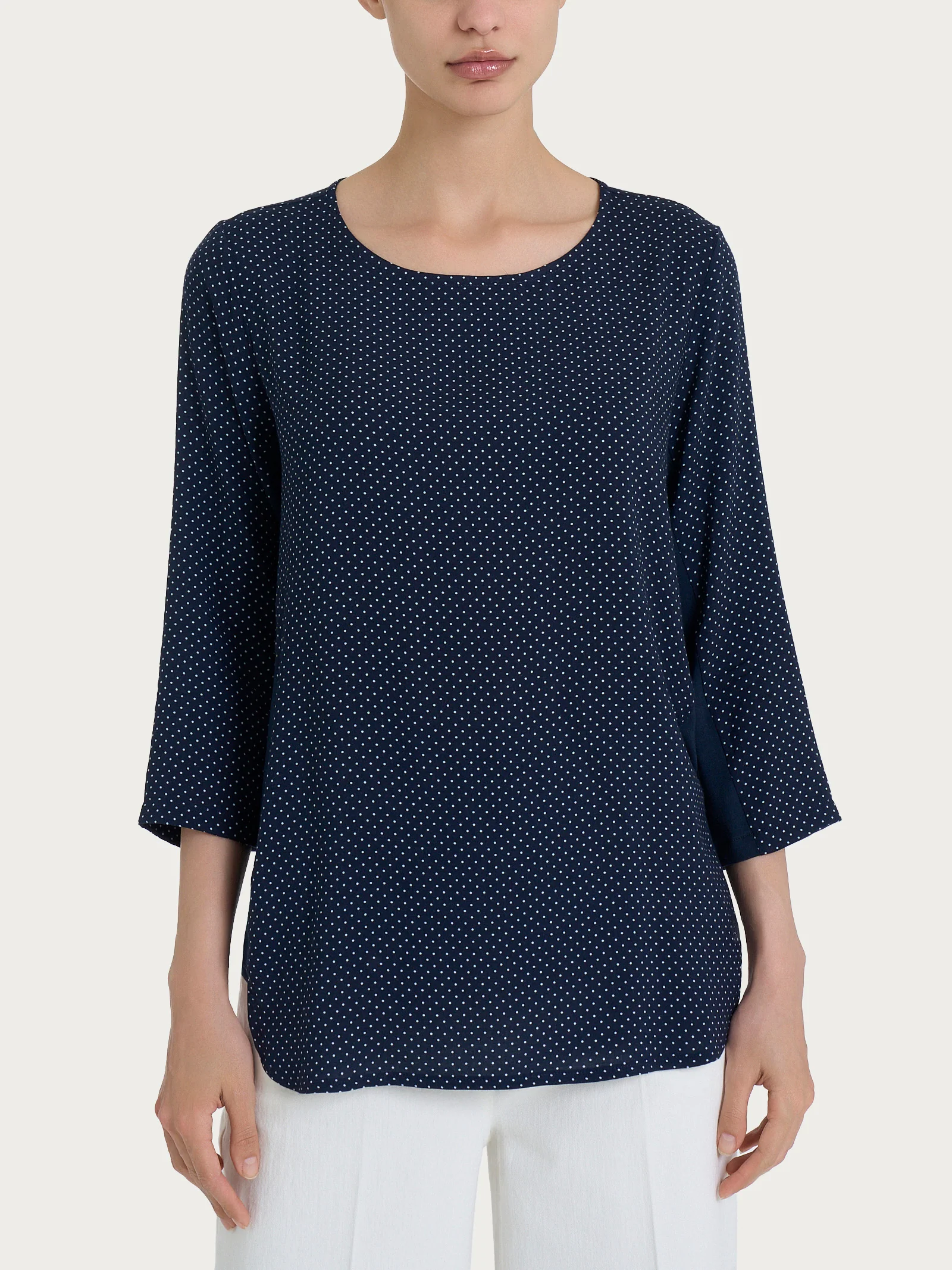 Maglia girocollo con dots in misto viscosa - Fant.Bleu