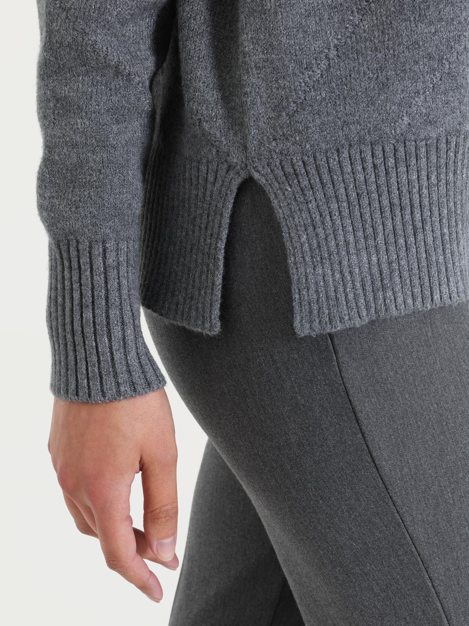 Maglia girocollo con fantasia check diagonale in Super Soft - Ferro Mel. - Image 3