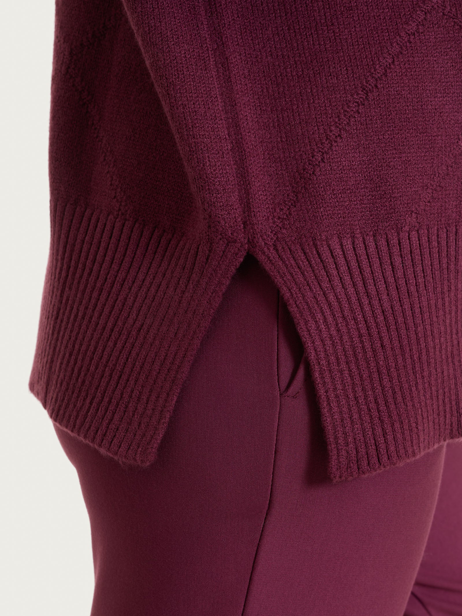 Maglia girocollo con fantasia check diagonale in Super Soft - Fig - Image 3