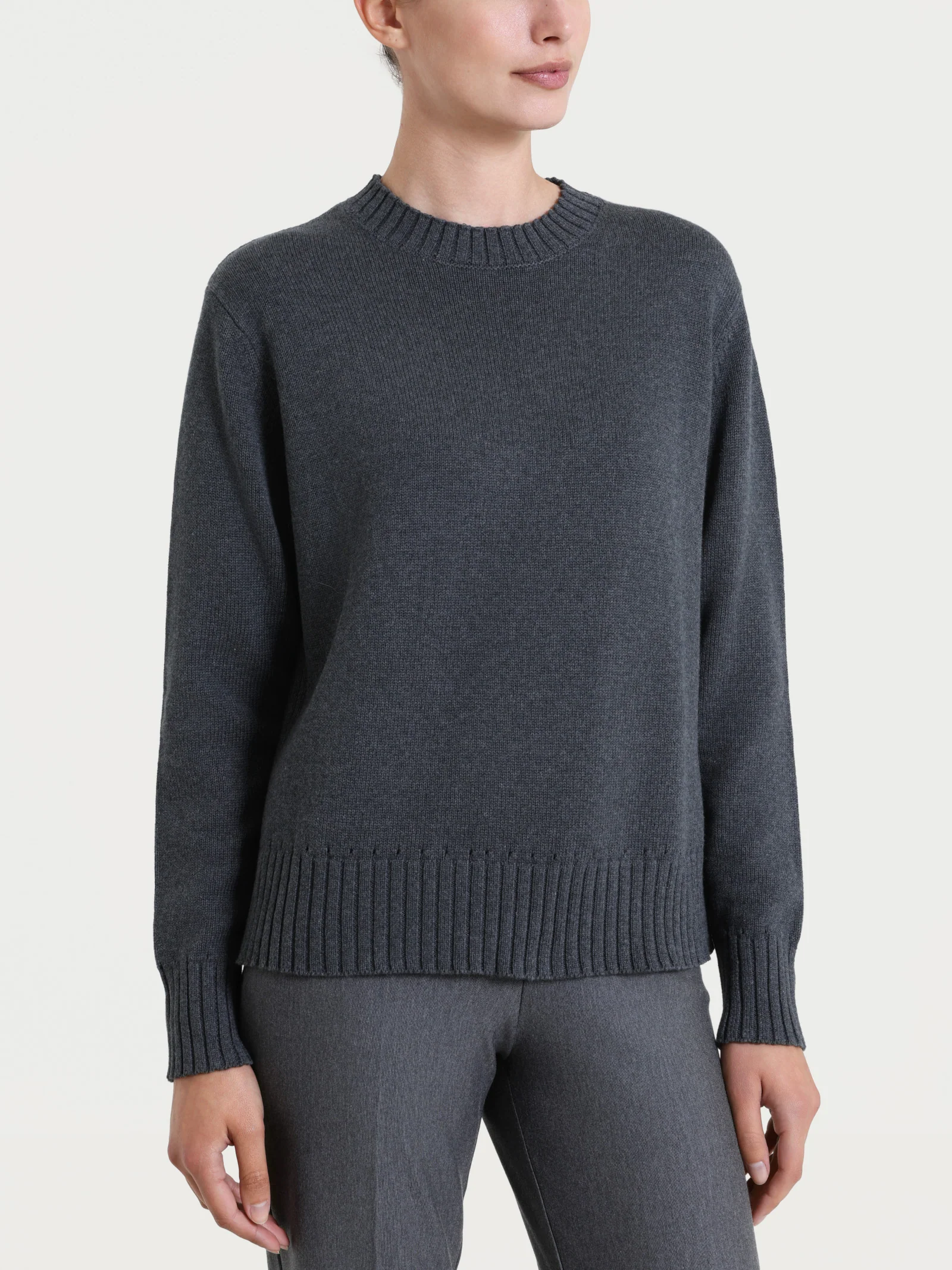 Maglia girocollo in filato Winter Cotton - Ardesia Mel.