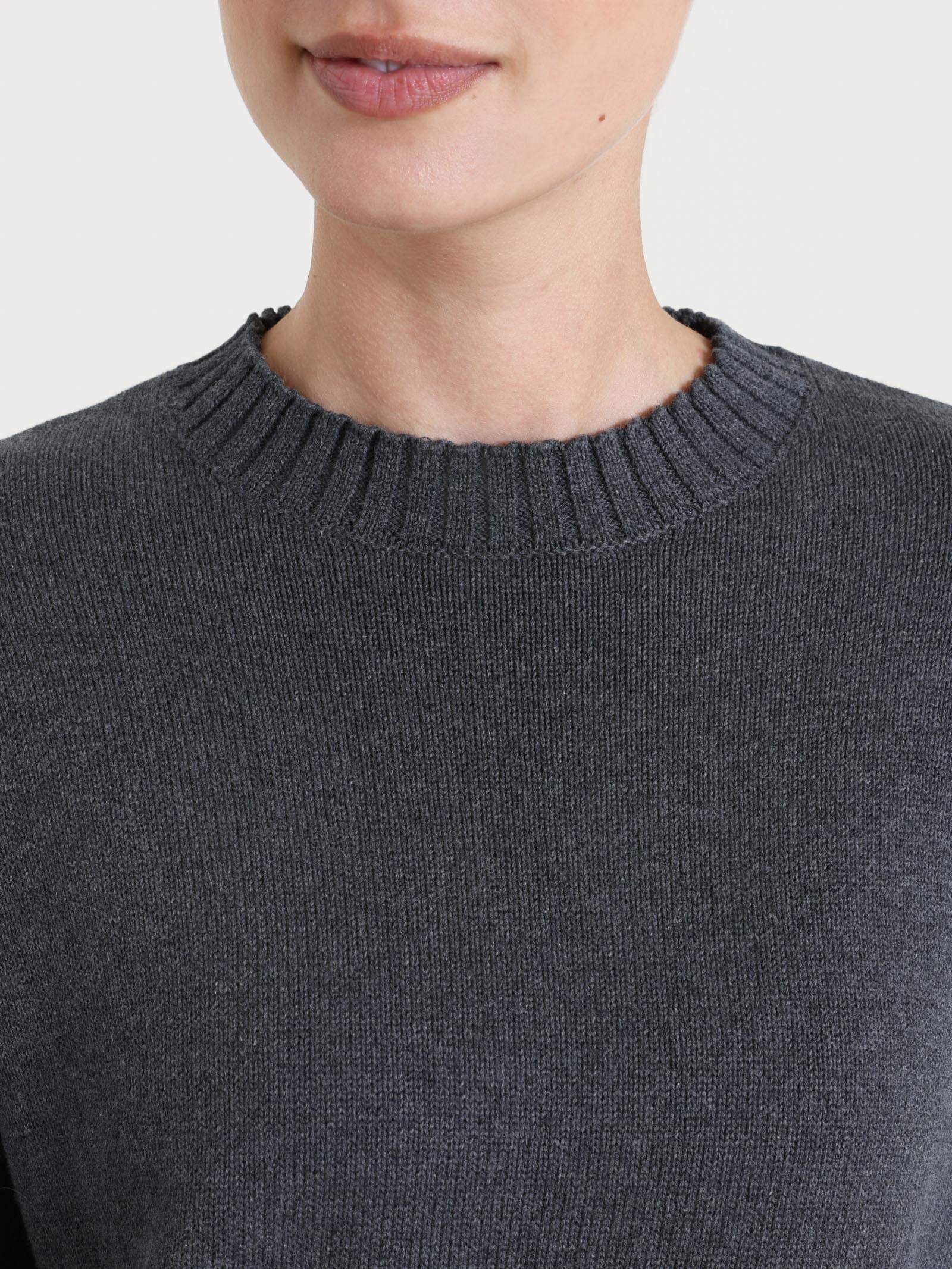 Maglia girocollo in filato Winter Cotton - Ardesia Mel. - Image 3