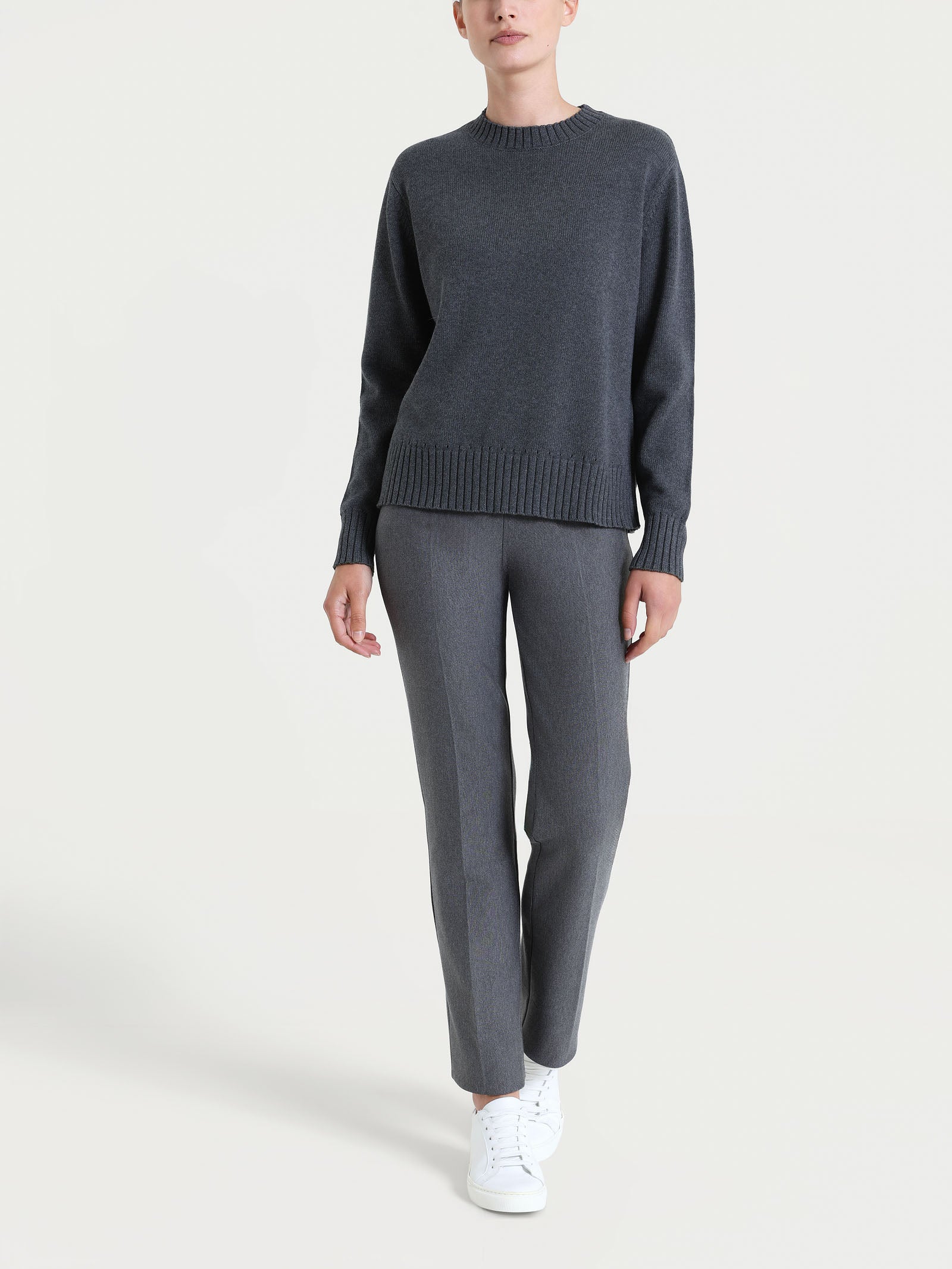 Maglia girocollo in filato Winter Cotton - Ardesia Mel. - Image 4