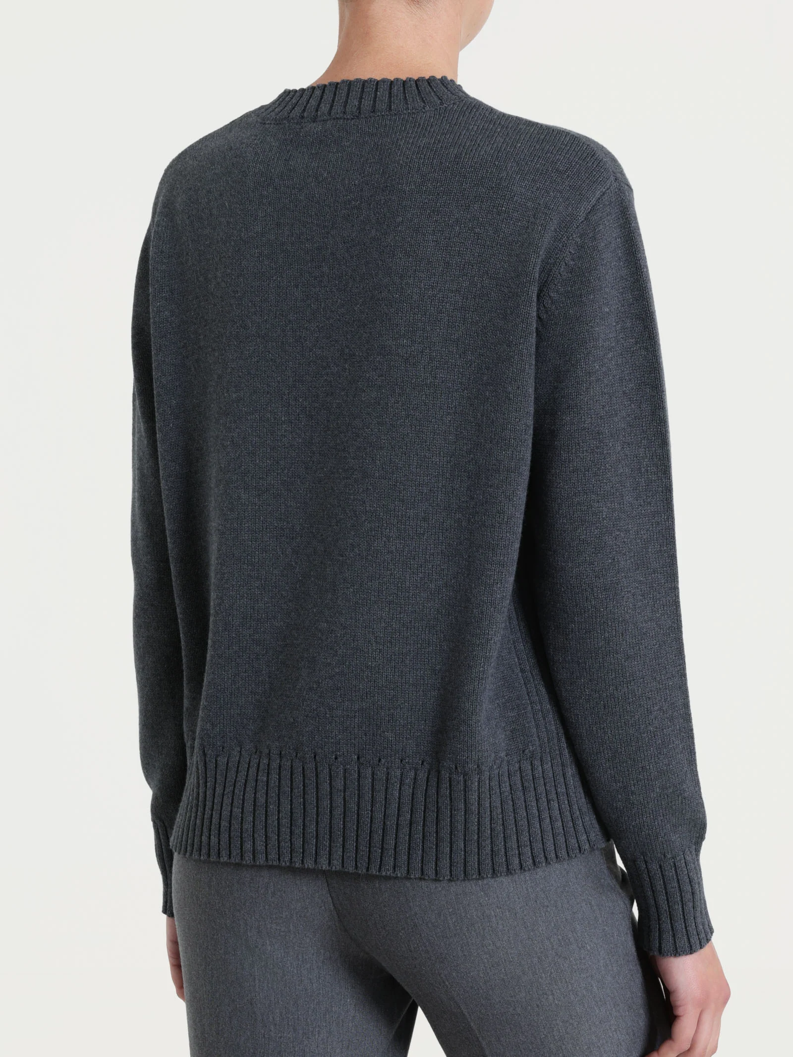 Maglia girocollo in filato Winter Cotton - Ardesia Mel. - Image 5