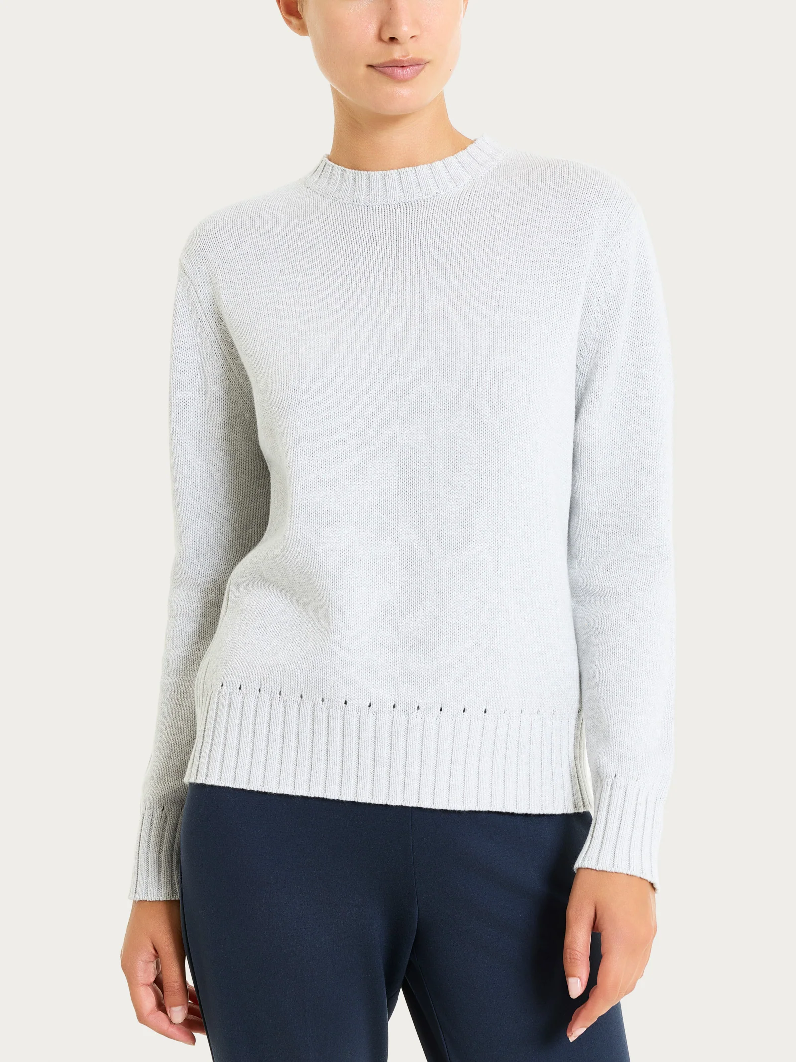 Maglia girocollo in filato Winter Cotton - Dawn Blue Mel.