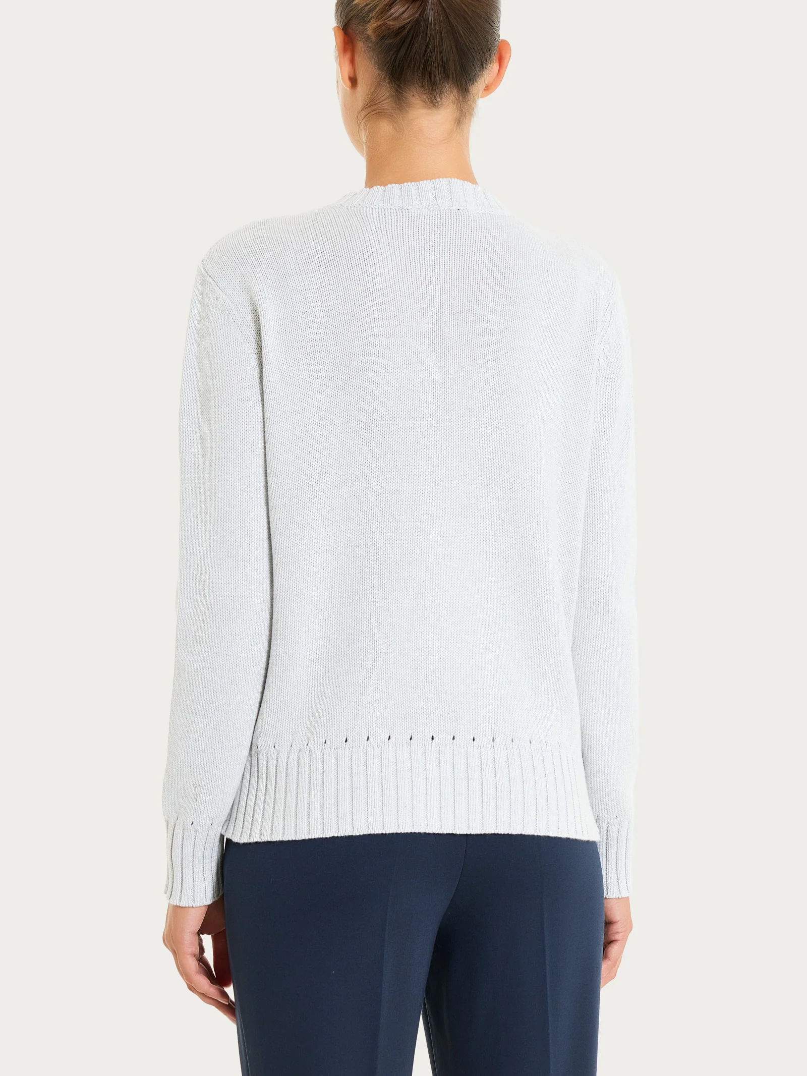 Maglia girocollo in filato Winter Cotton - Dawn Blue Mel. - Image 2
