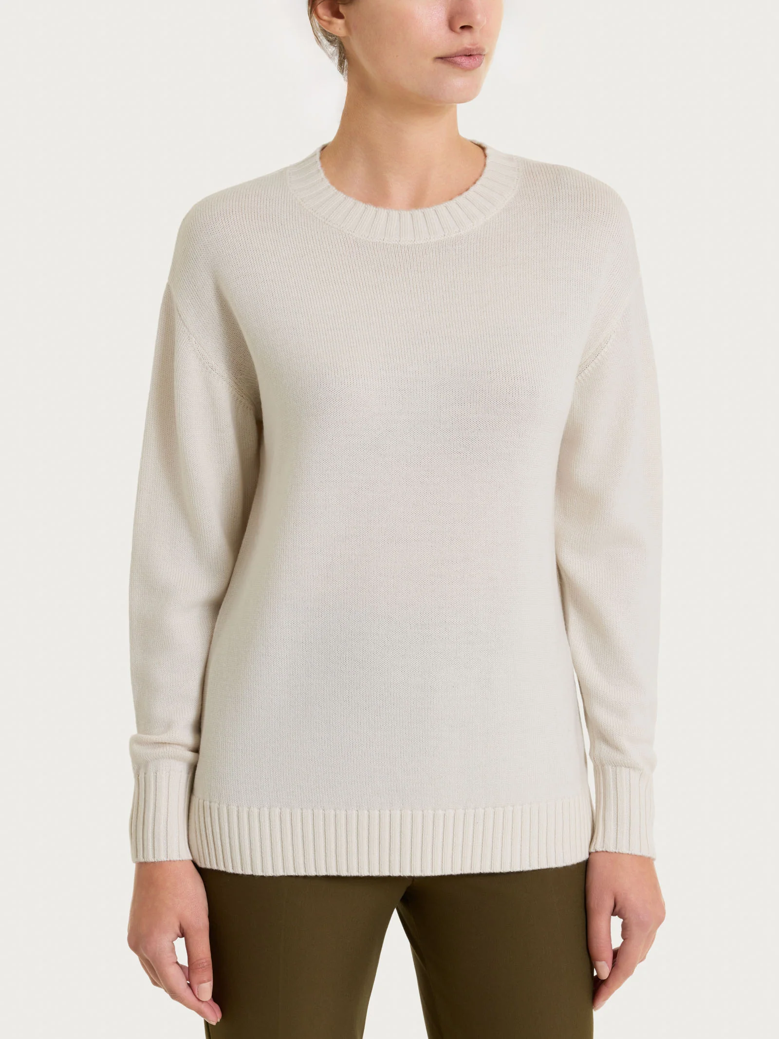 Maglia girocollo leggera in Merino Soft - Avorio
