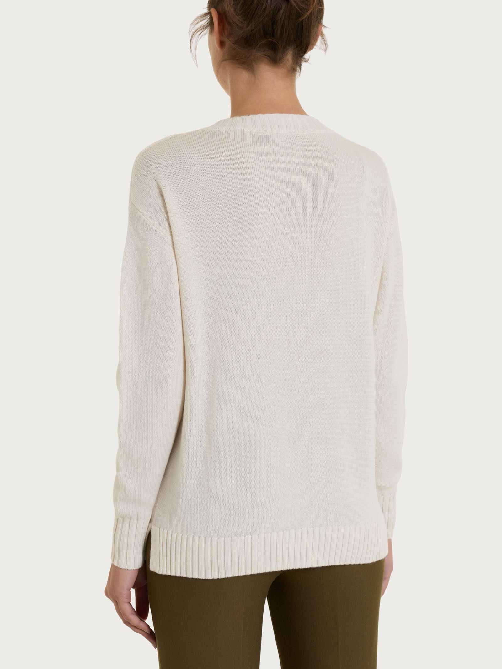 Maglia girocollo leggera in Merino Soft - Avorio - Image 2
