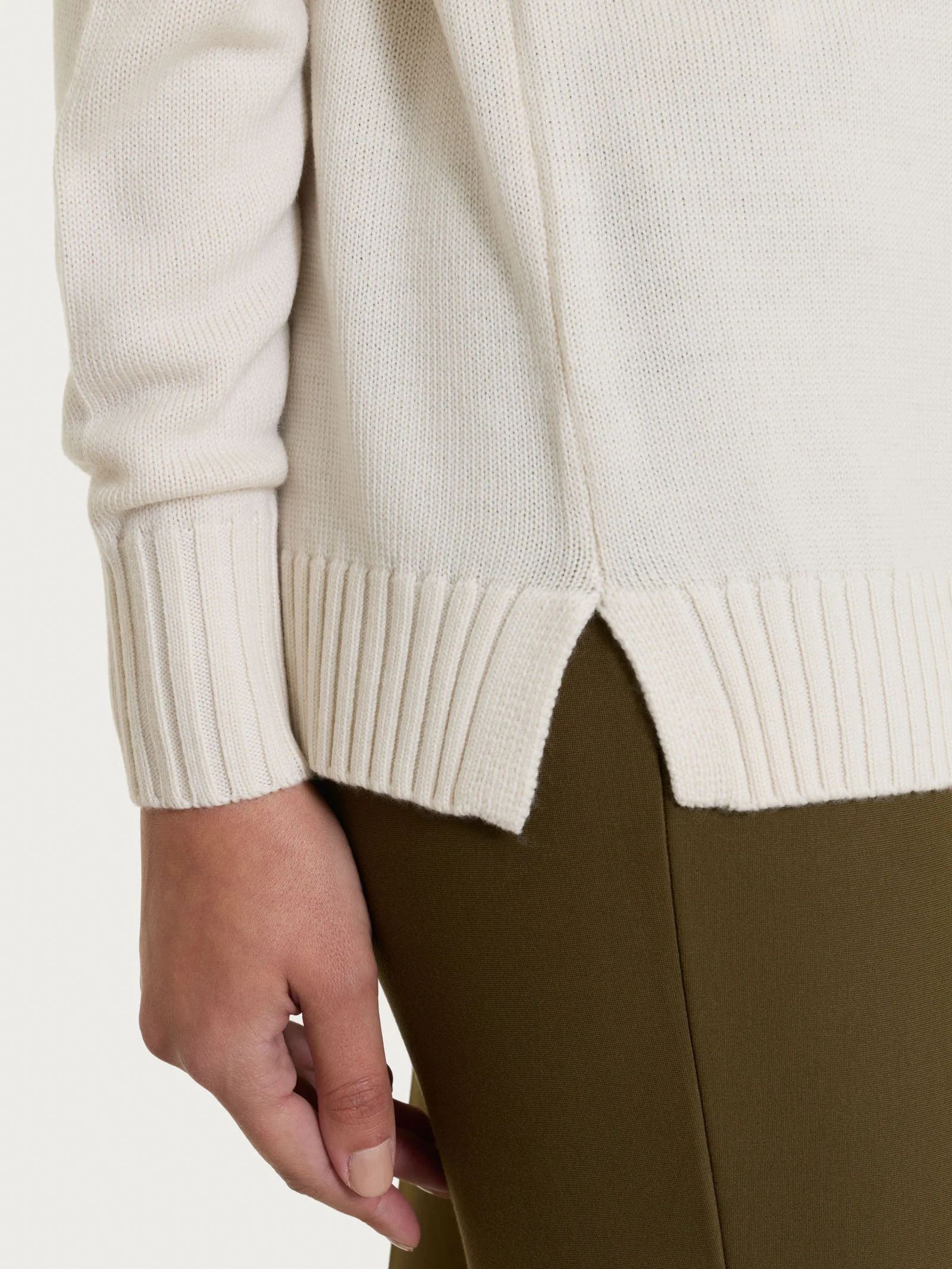 Maglia girocollo leggera in Merino Soft - Avorio - Image 3