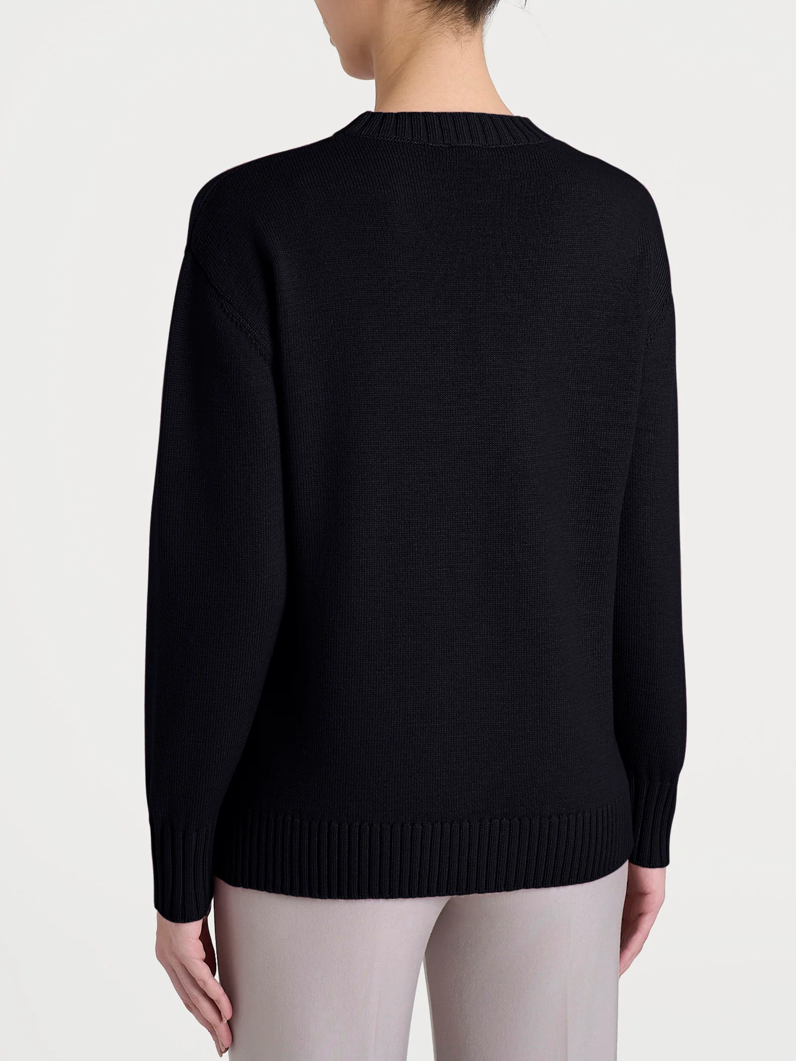 Maglia girocollo leggera in Merino Soft - Nero - Image 2