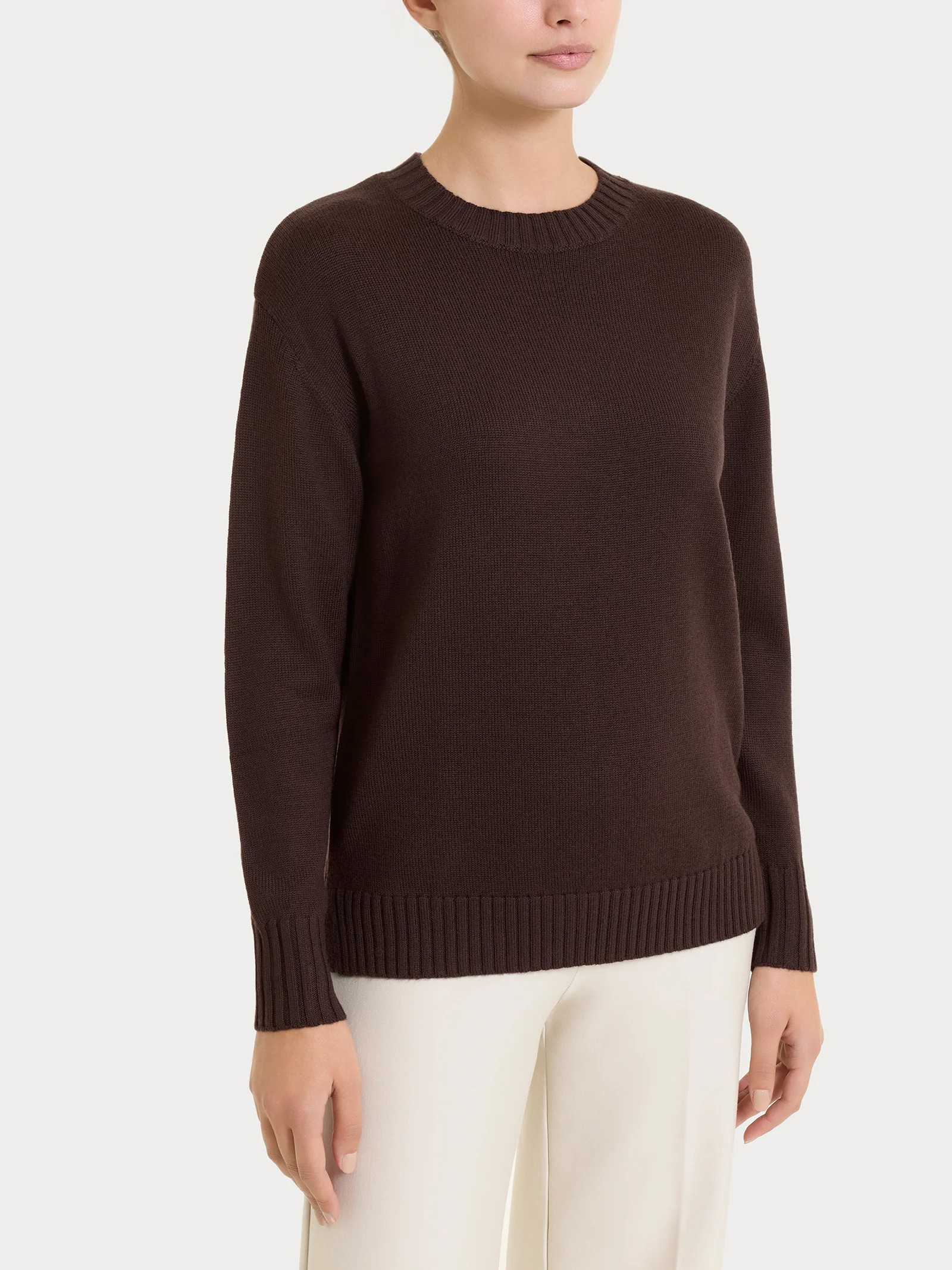 Maglia girocollo leggera in Merino Soft - Chocolate Torte