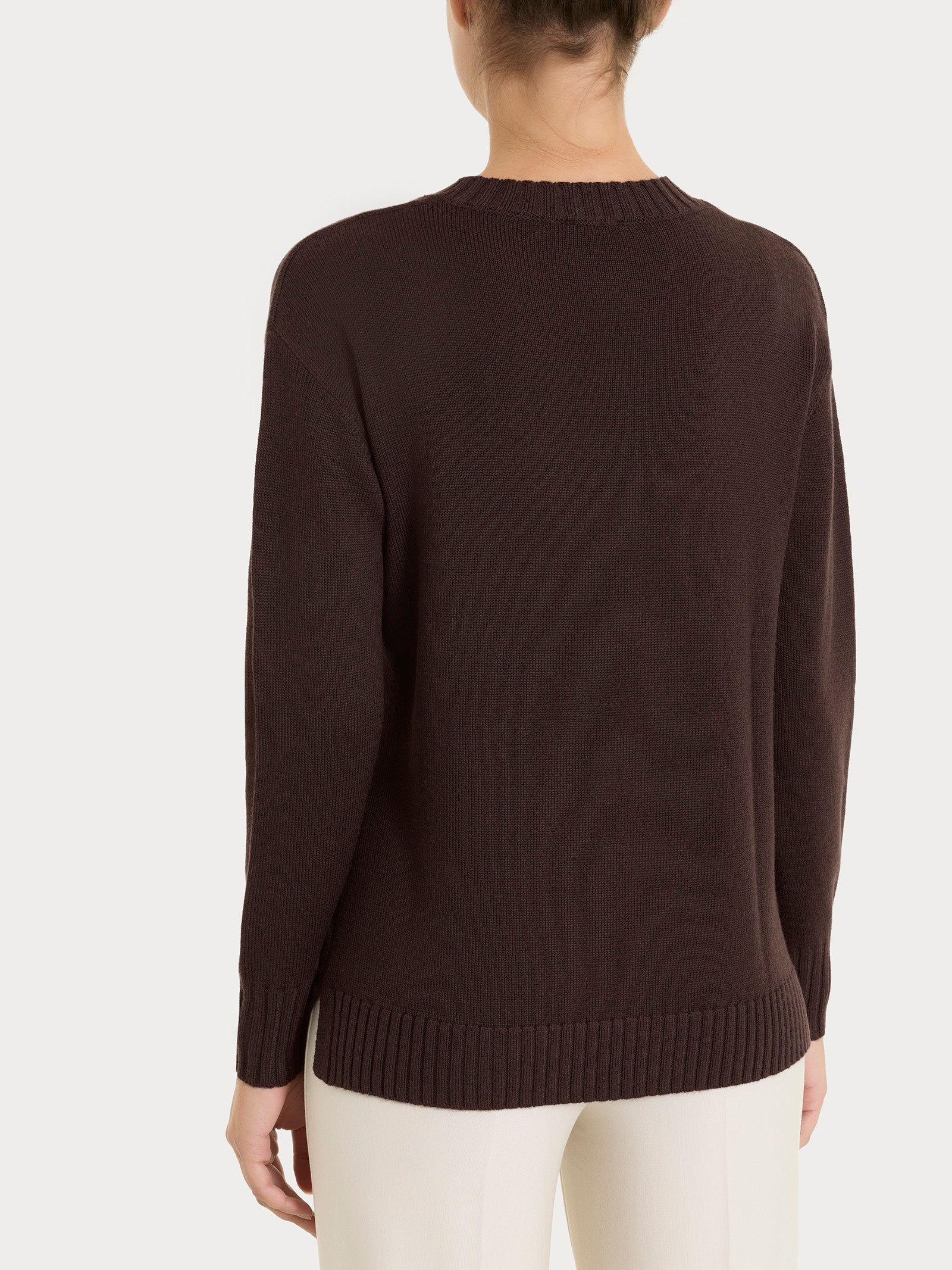 Maglia girocollo leggera in Merino Soft - Chocolate Torte - Image 2