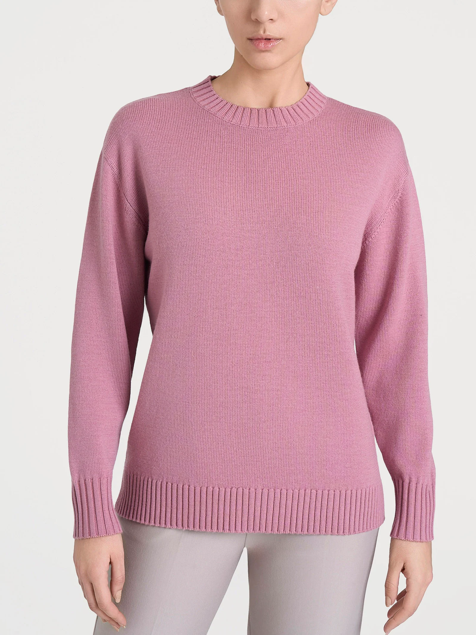 Maglia girocollo leggera in Merino Soft - Lilas