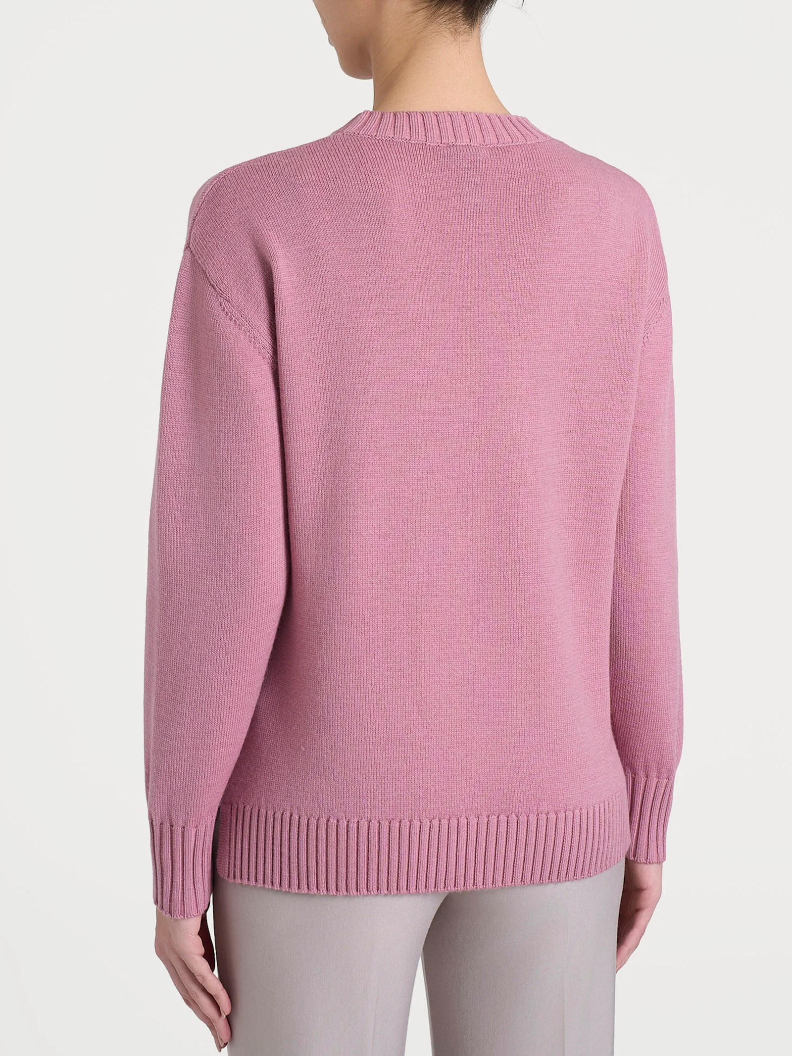 Maglia girocollo leggera in Merino Soft - Lilas - Image 2