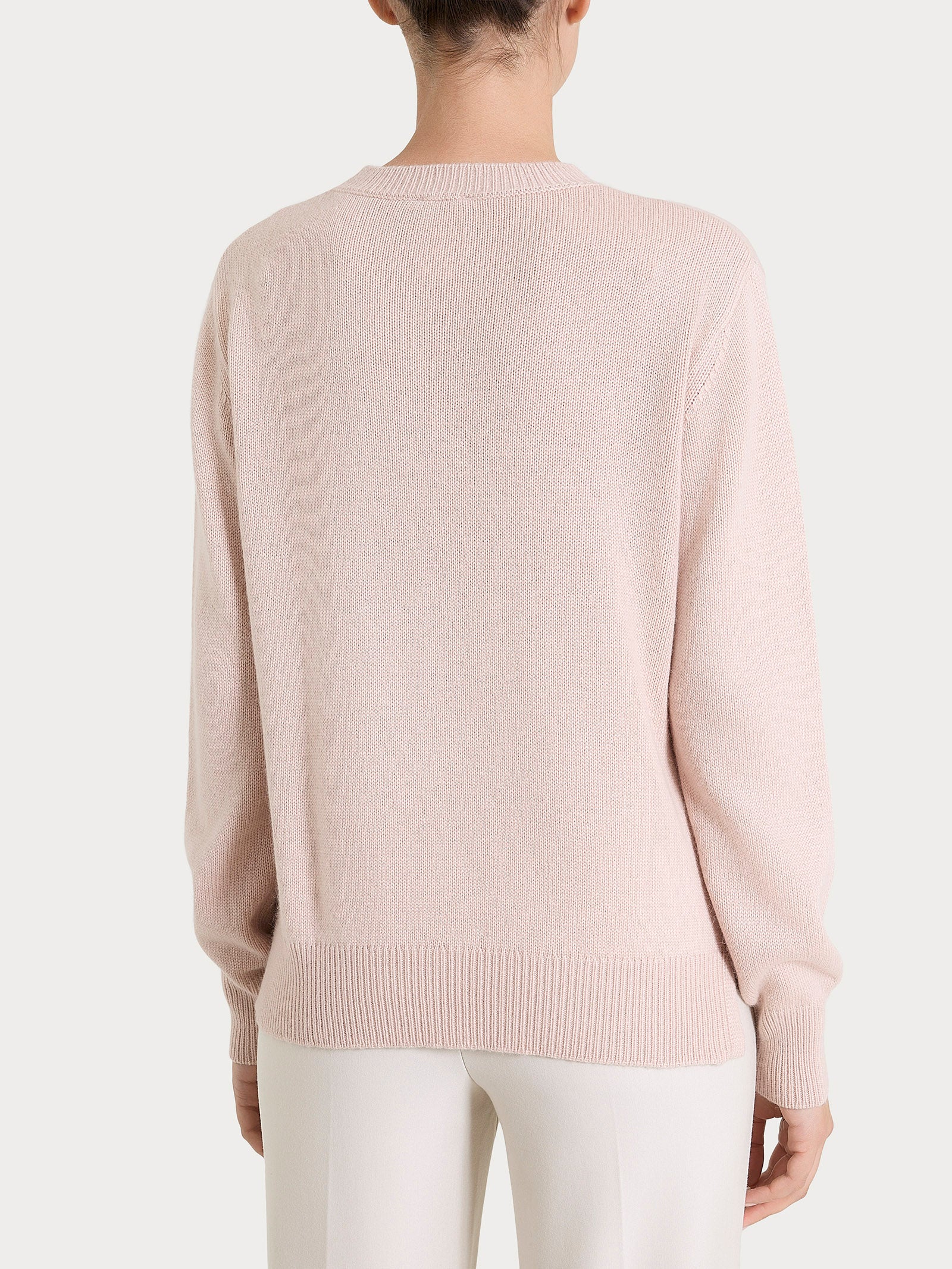 Maglia girocollo tinta unita in Natural Soft - Cameo Rose - Image 2