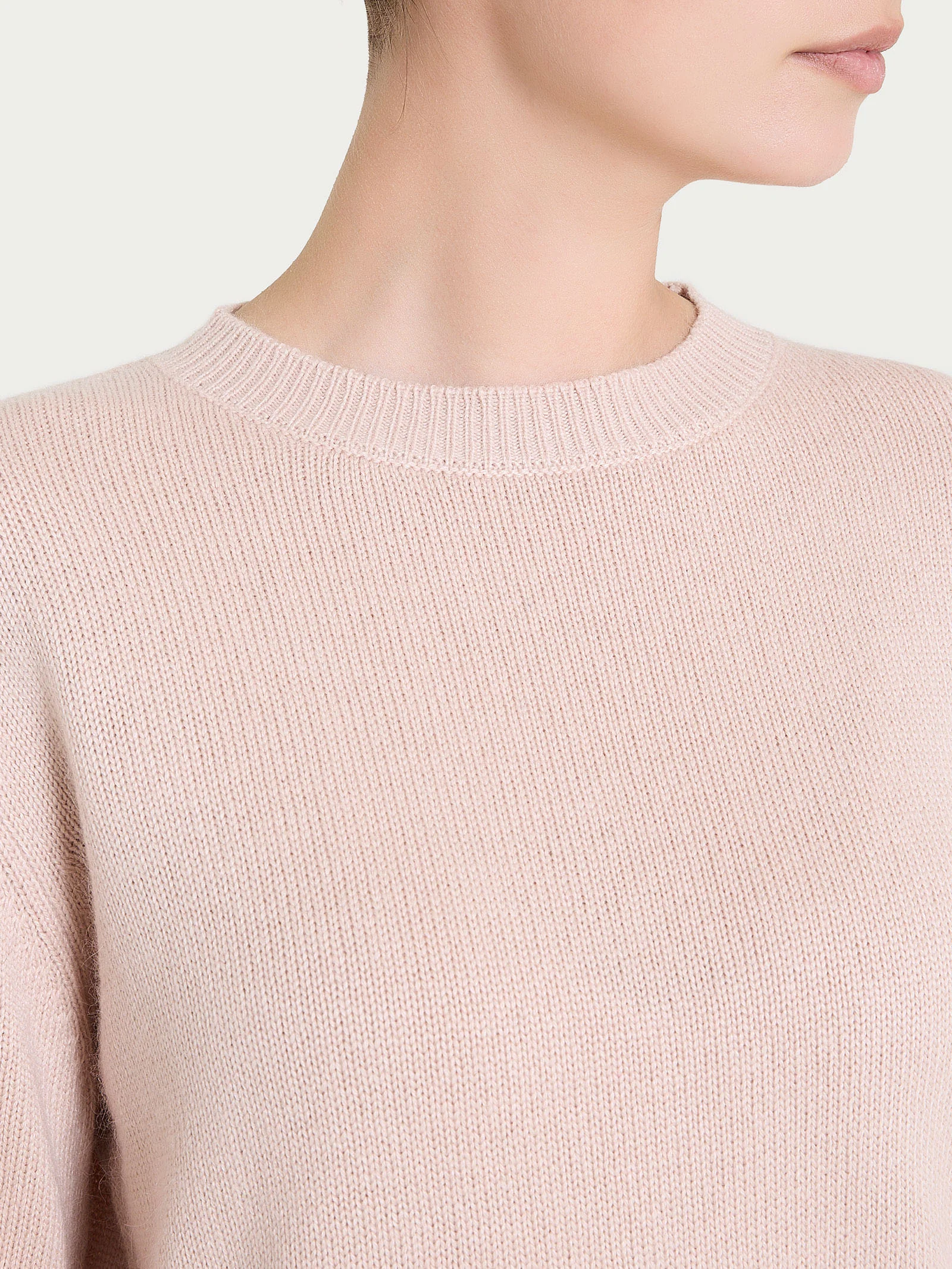 Maglia girocollo tinta unita in Natural Soft - Cameo Rose - Image 3