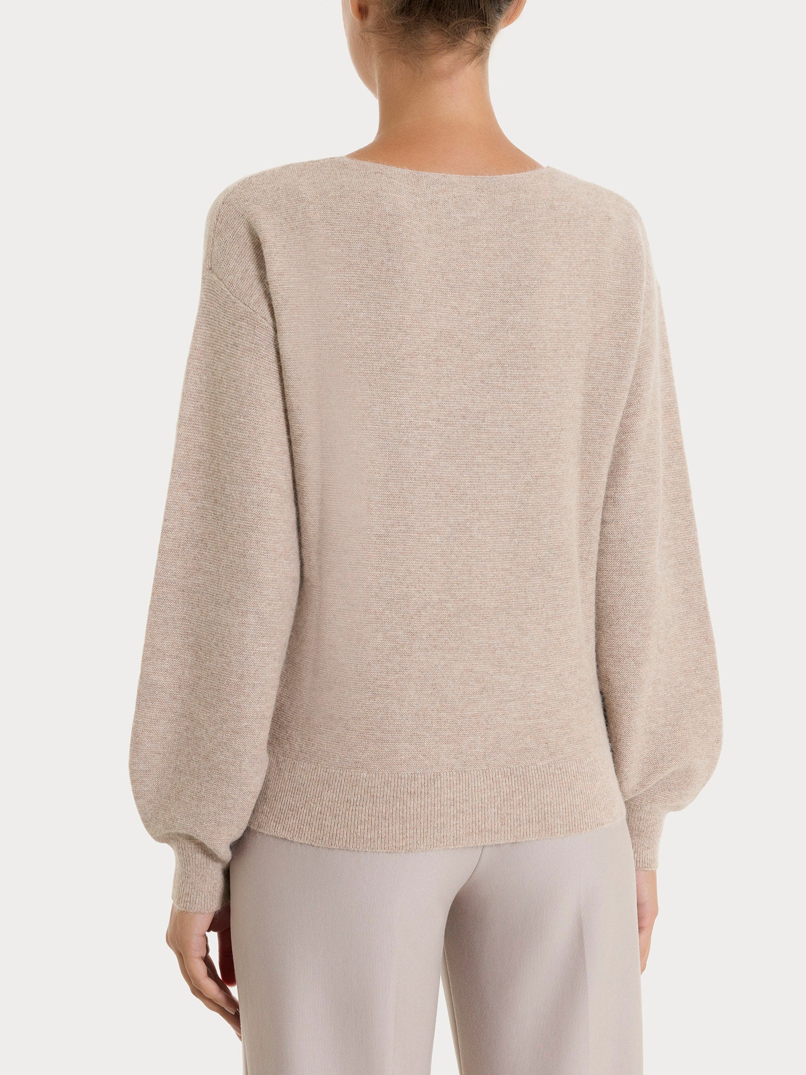 Maglia Punto Links con scollo a V in Natural Soft - Zenzero Mel. - Image 2