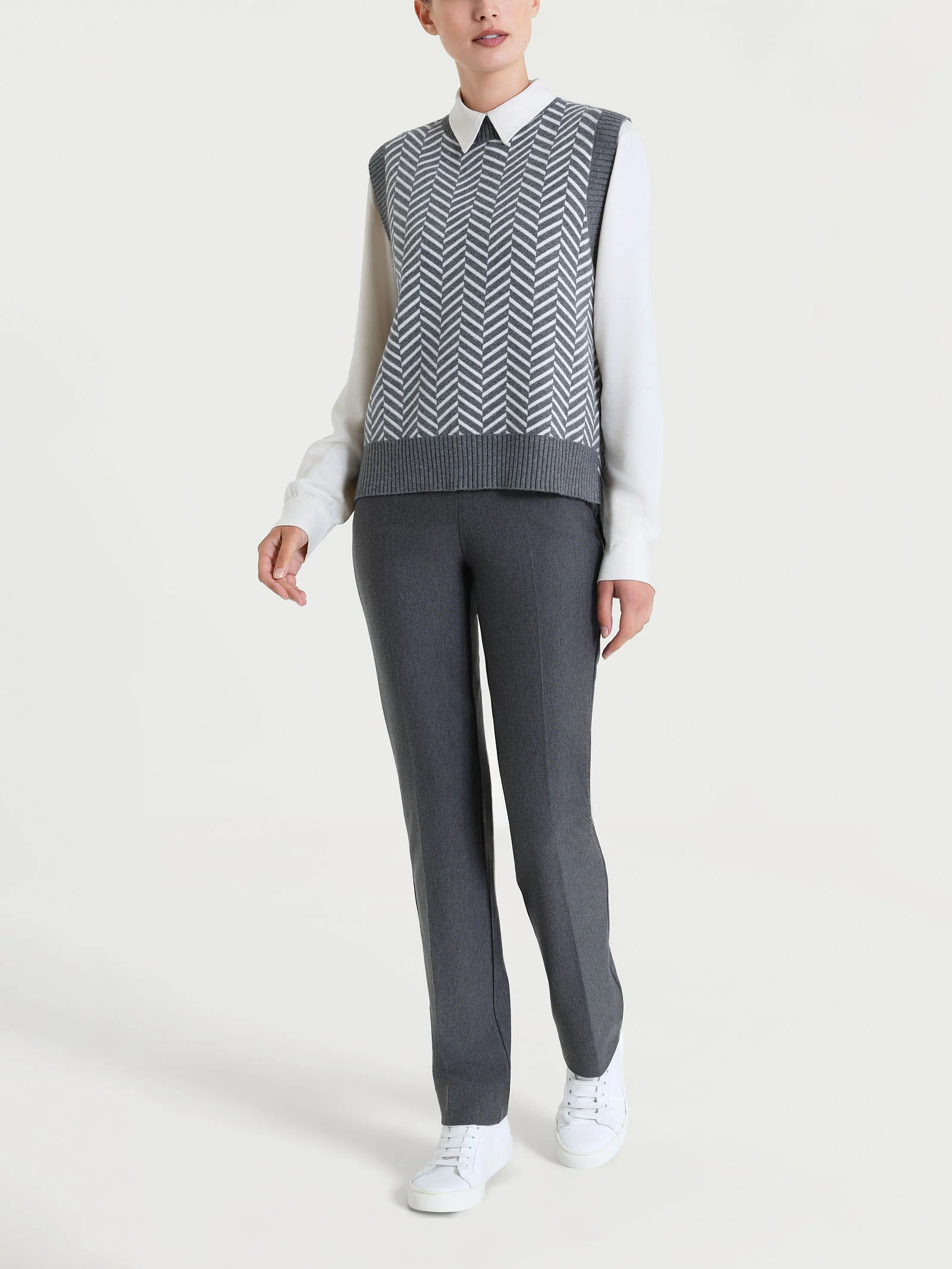 Maglia smanicata con fantasia spigata in Super Soft - Fant. Ferro Mel. - Image 4
