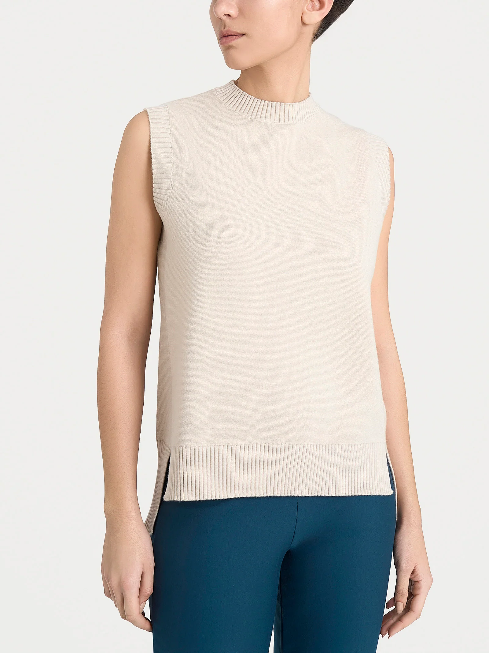 Maglia smanicata in Super Soft - Champignon