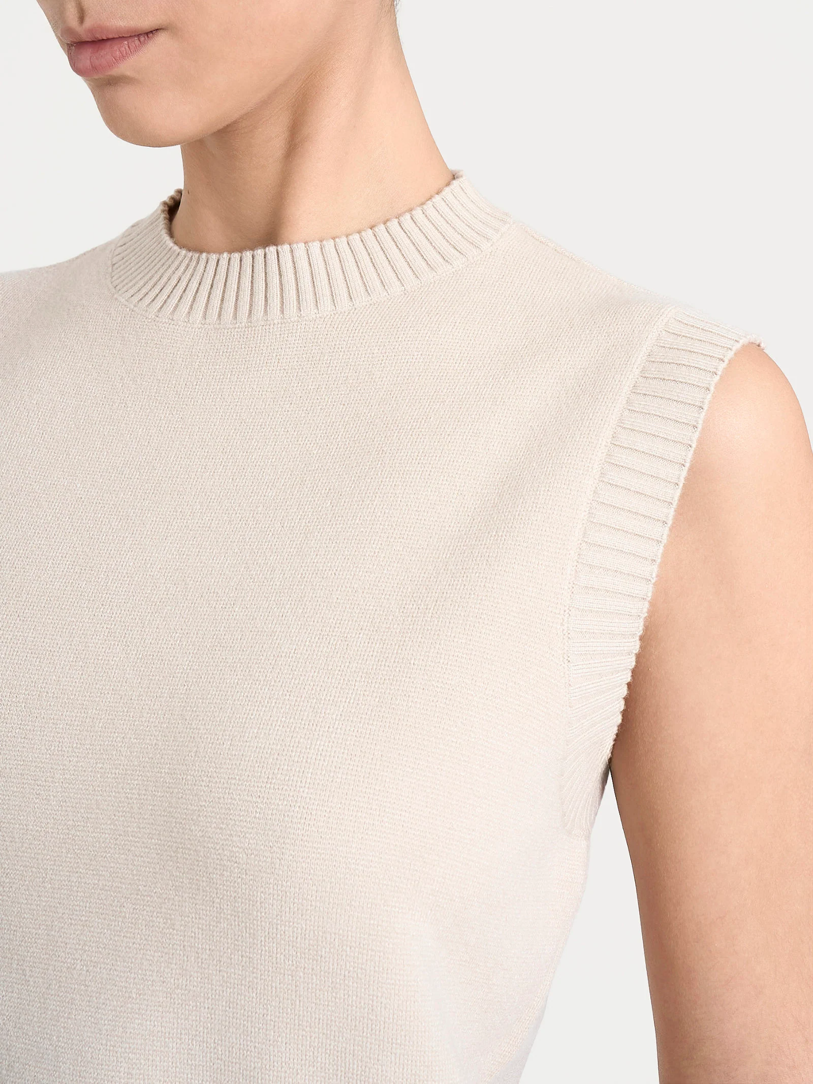 Maglia smanicata in Super Soft - Champignon - Image 4