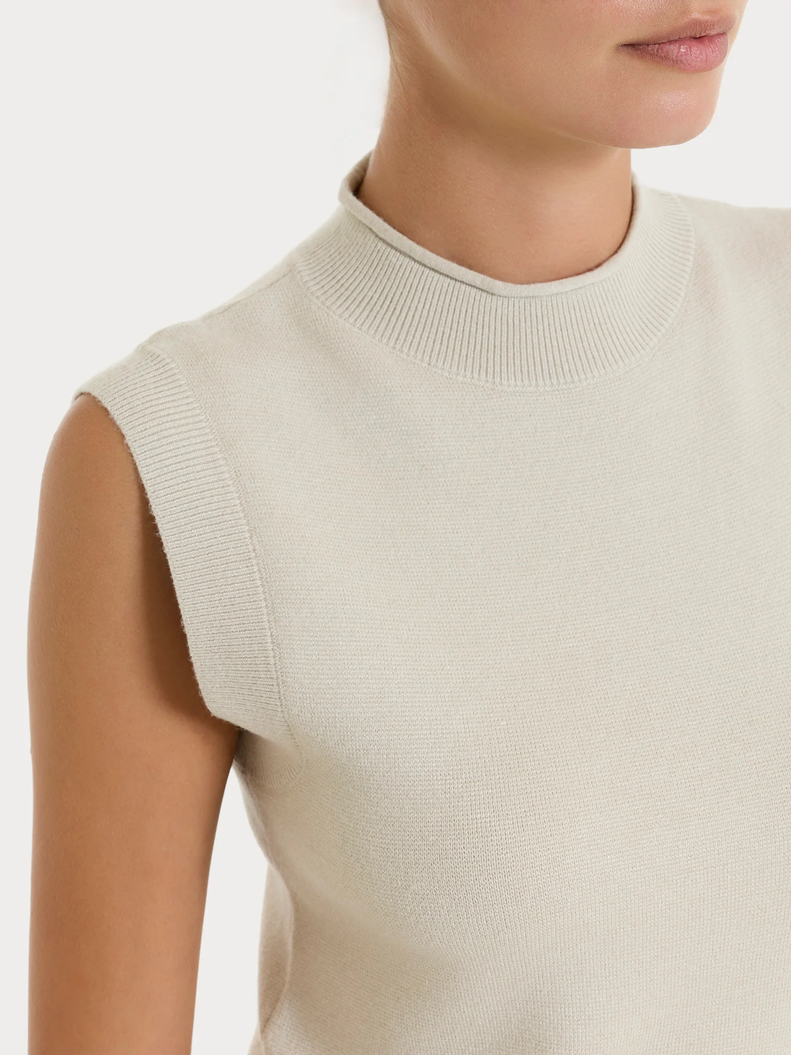 Maglia smanicata in Super Soft - Champignon - Image 3