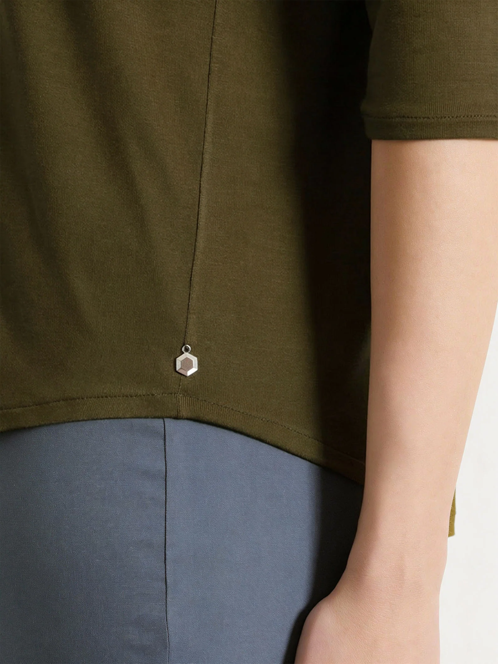 Maglietta a manica 3/4 in Viscosa Summer - Dark Olive - Image 3