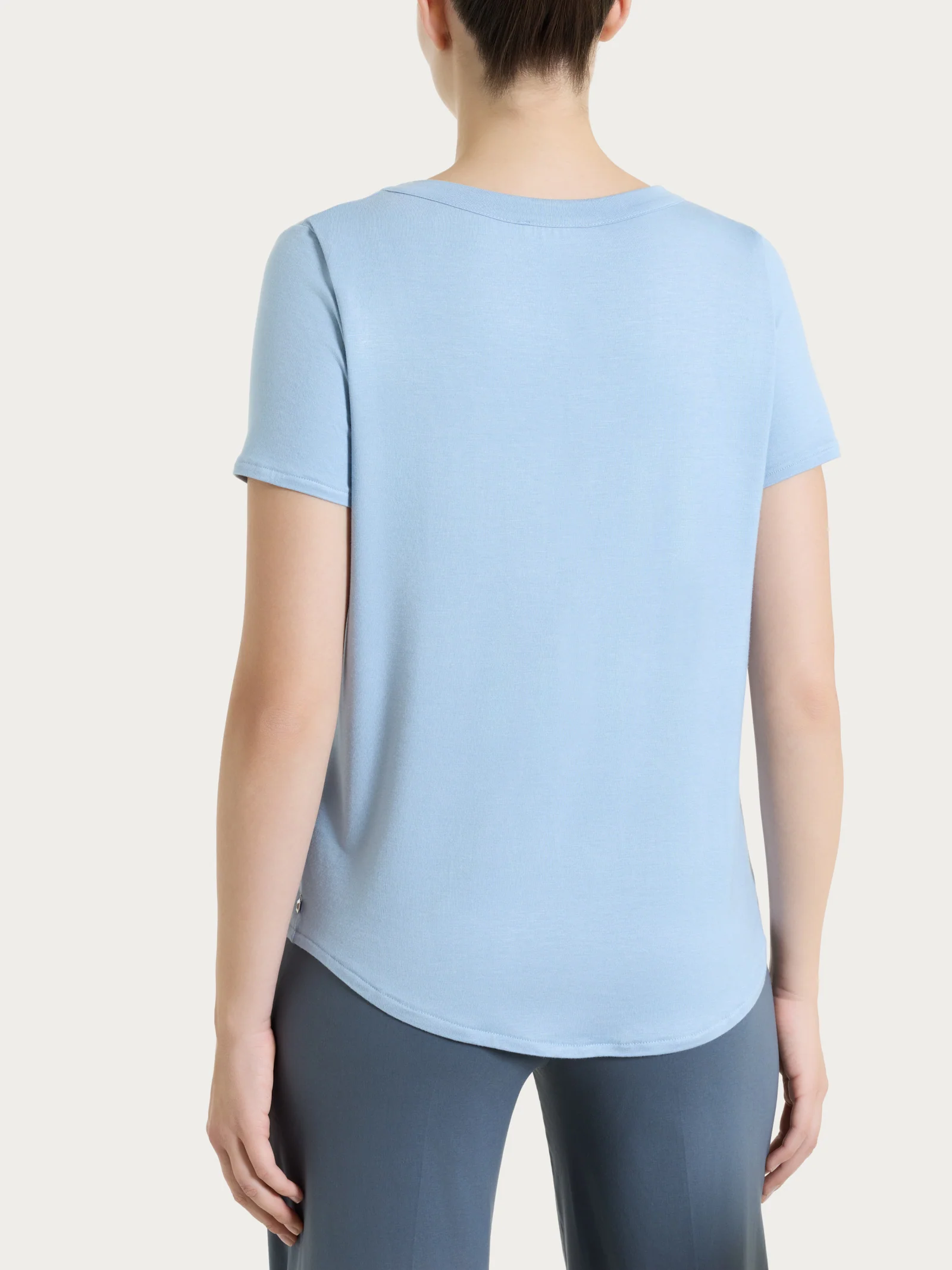 Maglietta a manica corta in Viscosa Summer - Dusty Blue - Image 2