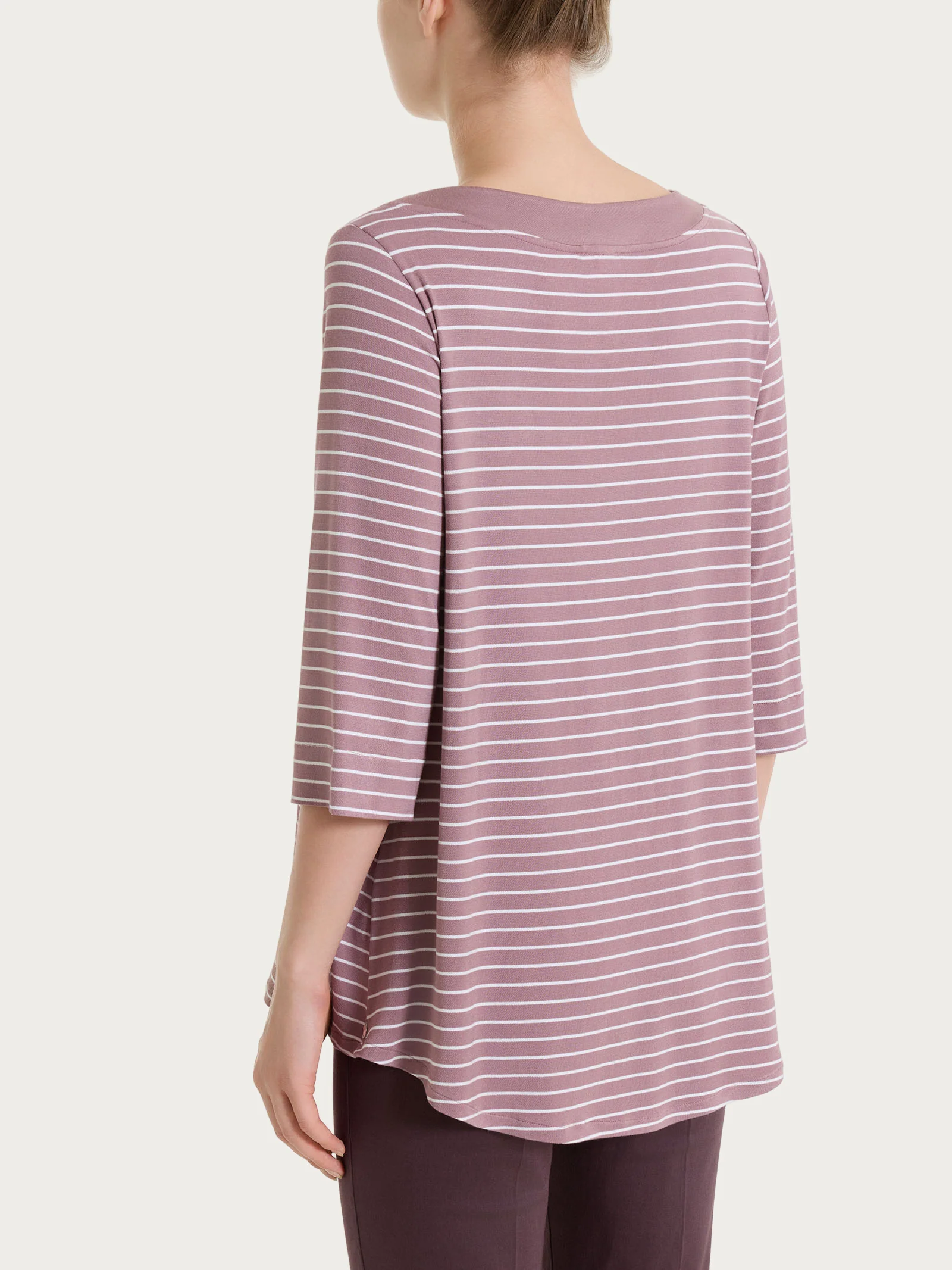 Maglietta a righe con collo squadrato in Summer Light Piquet - Fant. Twilight Mauve - Image 2