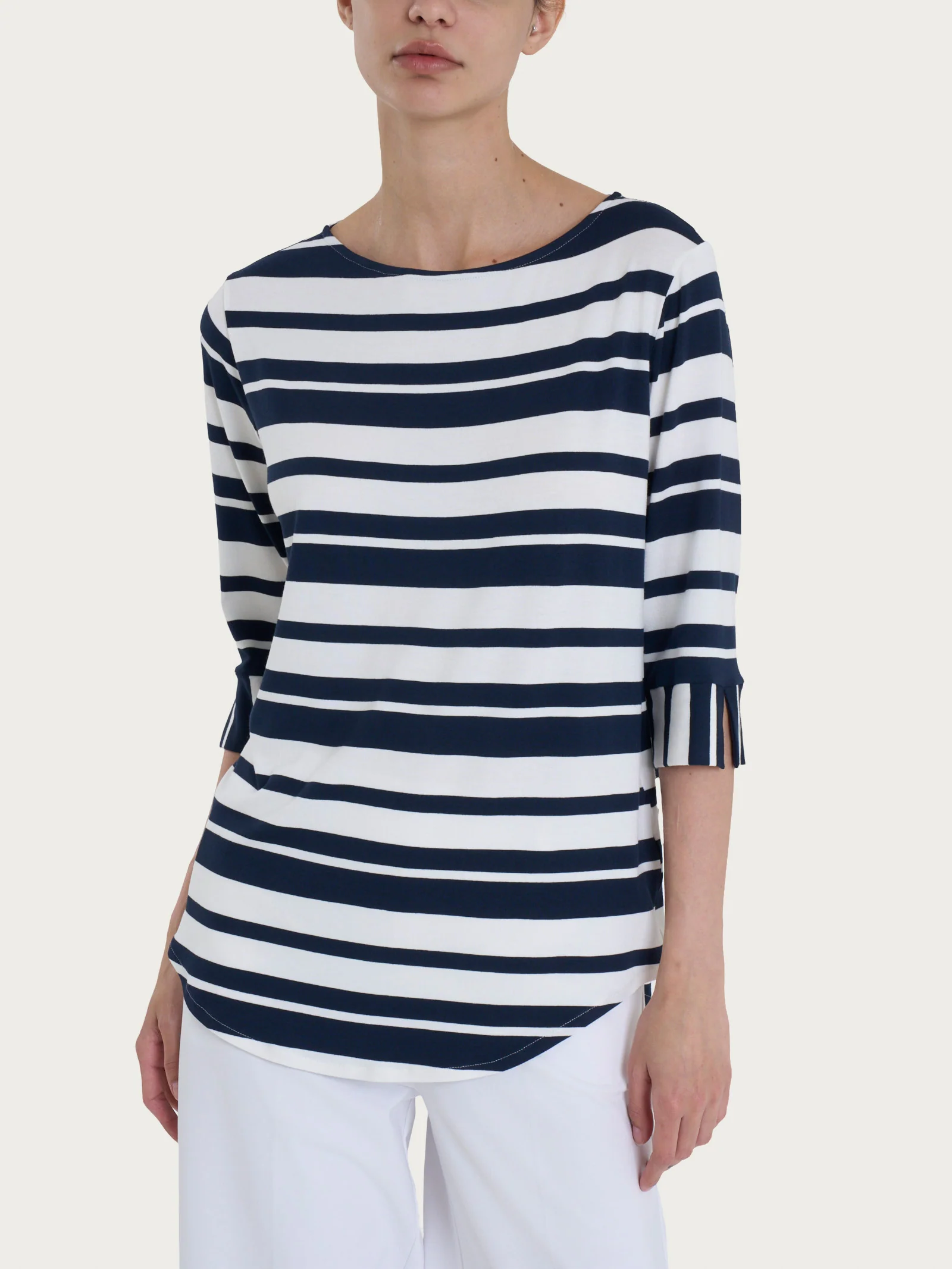 Maglietta a stripes alternate in Viscosa Summer - Fant. Bleu Riga Alternata