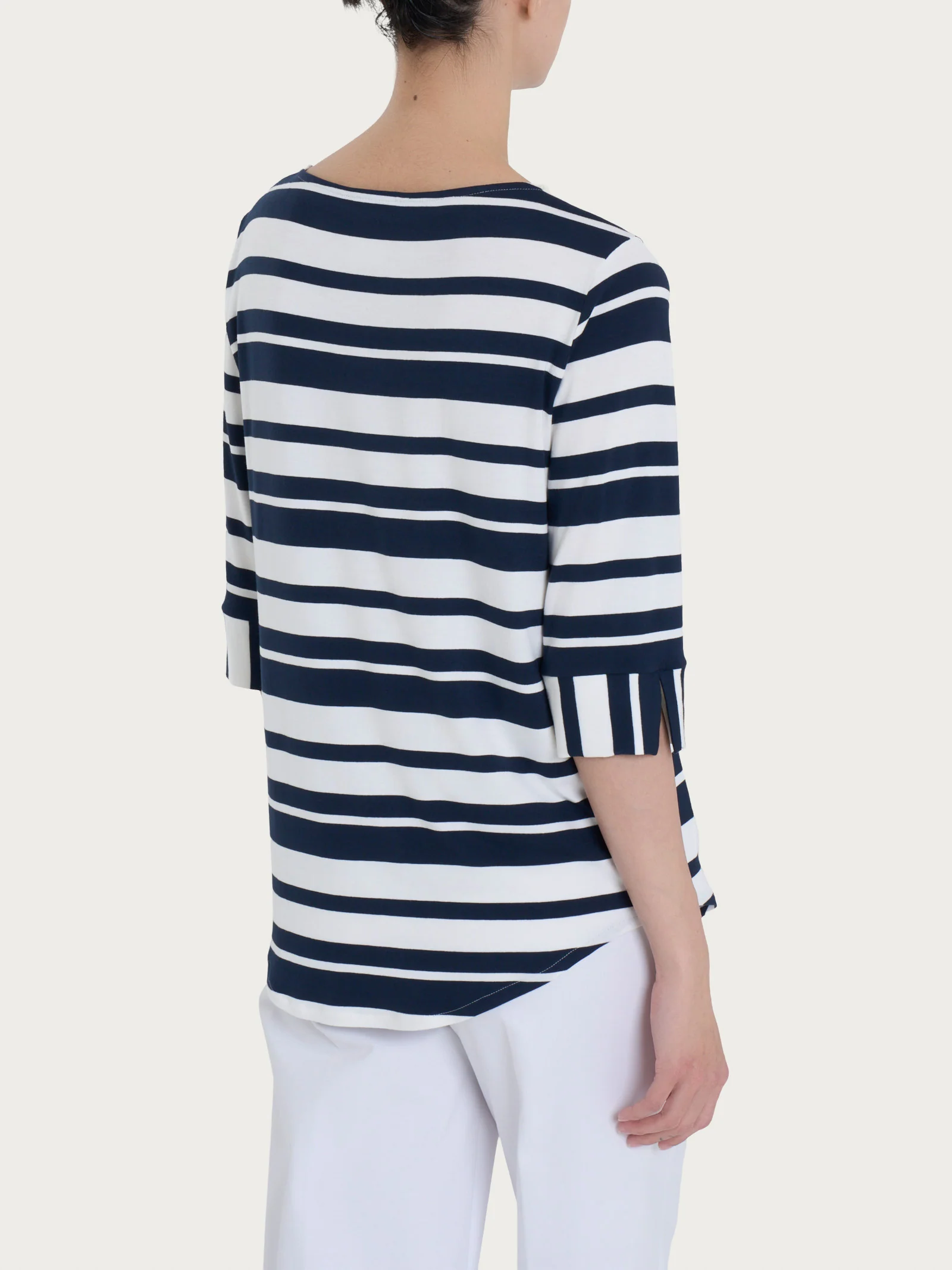 Maglietta a stripes alternate in Viscosa Summer - Fant. Bleu Riga Alternata - Image 2