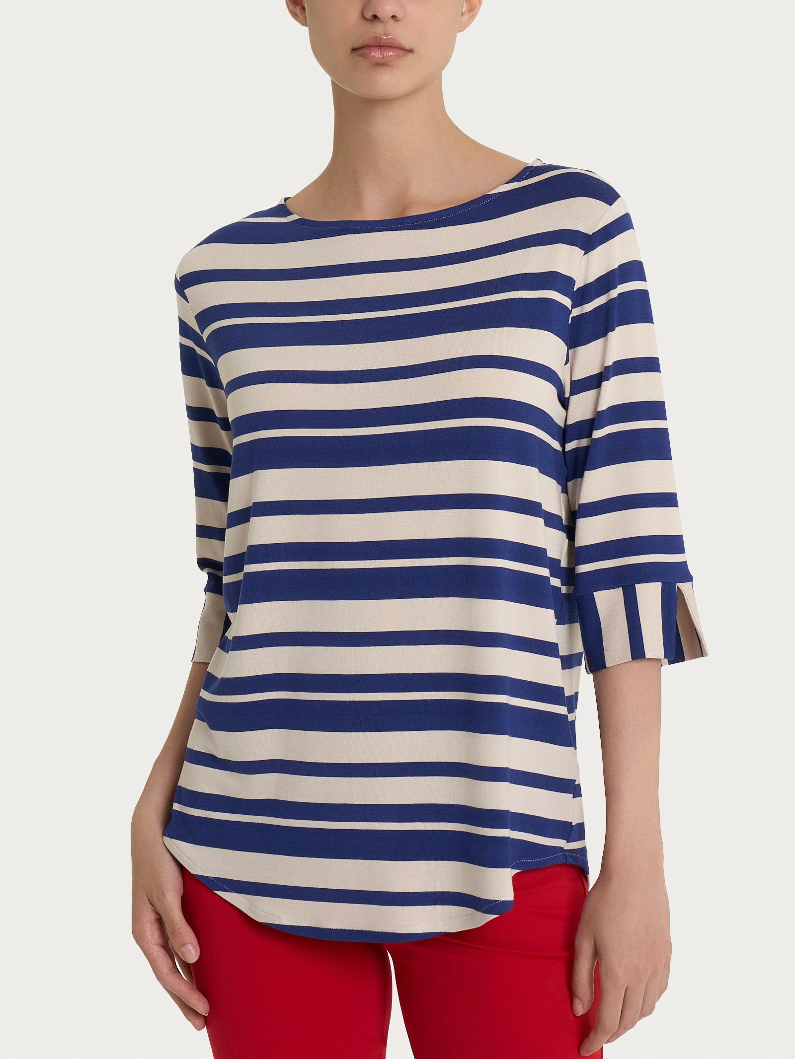 Maglietta a stripes alternate in Viscosa Summer - Fant. Blueberry Riga Alternata