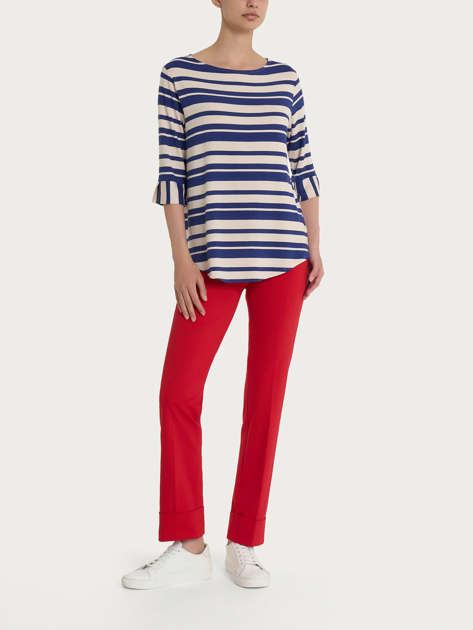 Maglietta a stripes alternate in Viscosa Summer - Fant. Blueberry Riga Alternata - Image 4