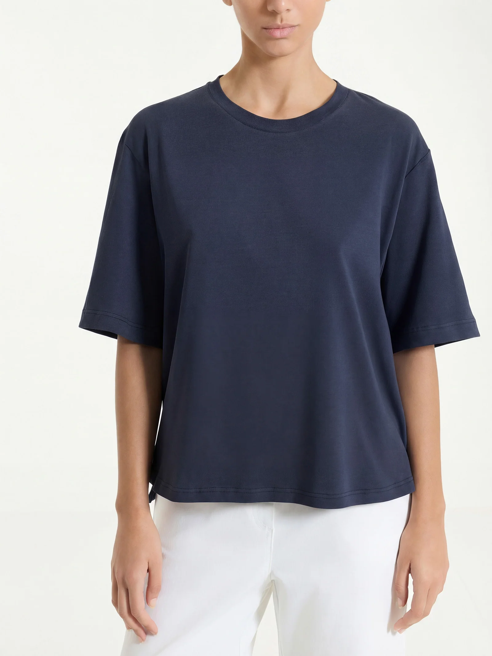 Maglietta boxy tinta unita in Ultralight - Bleu