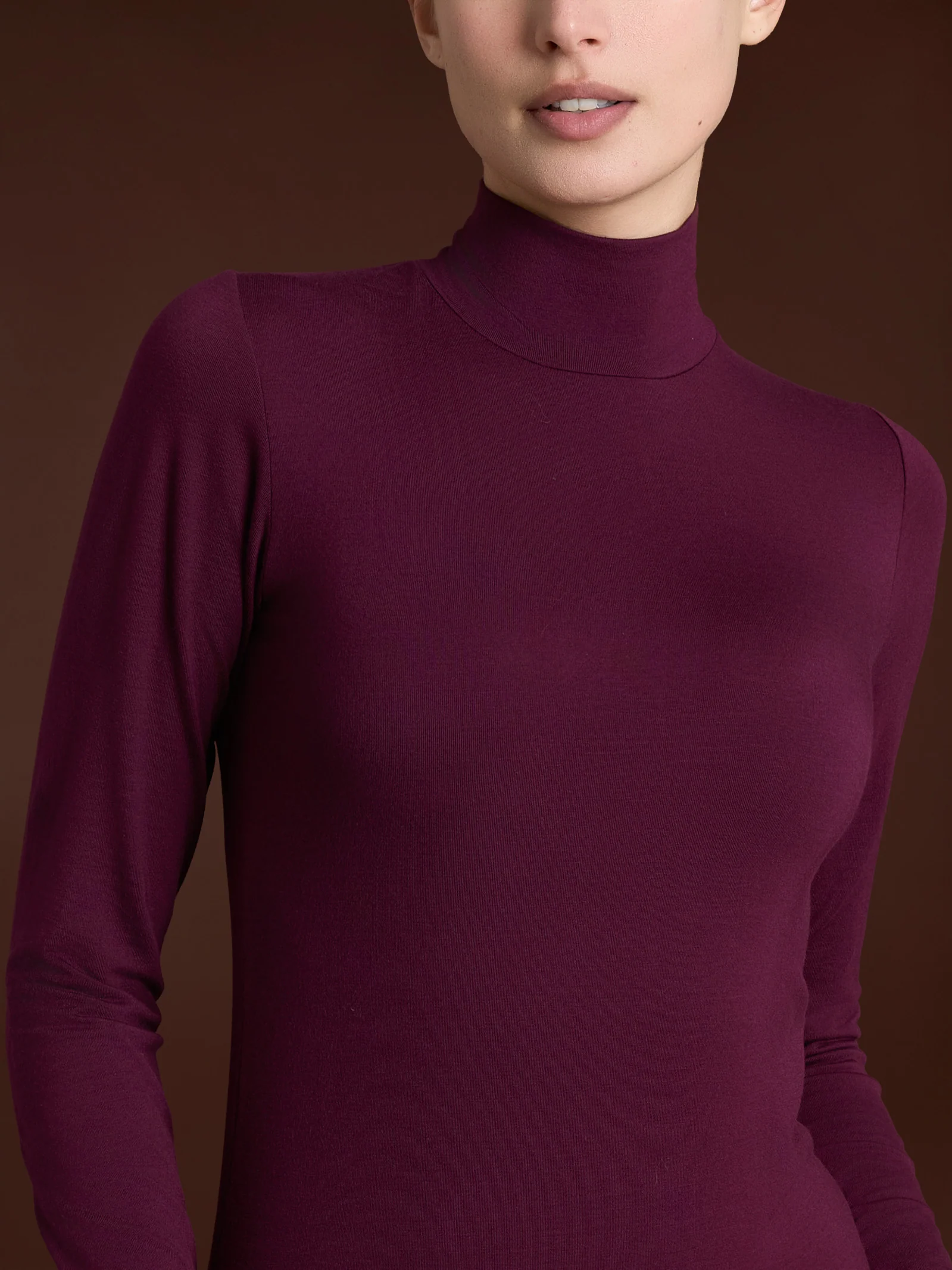 Maglietta collo alto in Eco Viscosa - Fig - Image 3